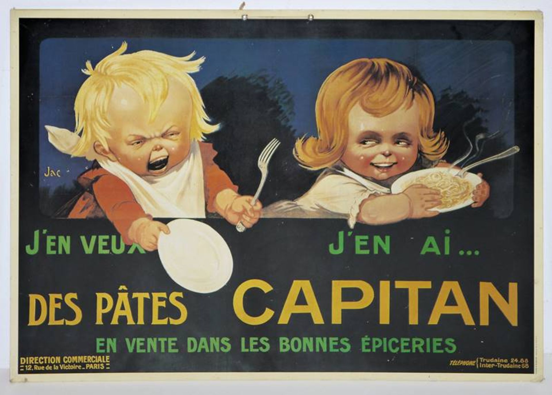 "Pâtes Capitan", Karton-Reklameschild, Frankreich um 1920/30