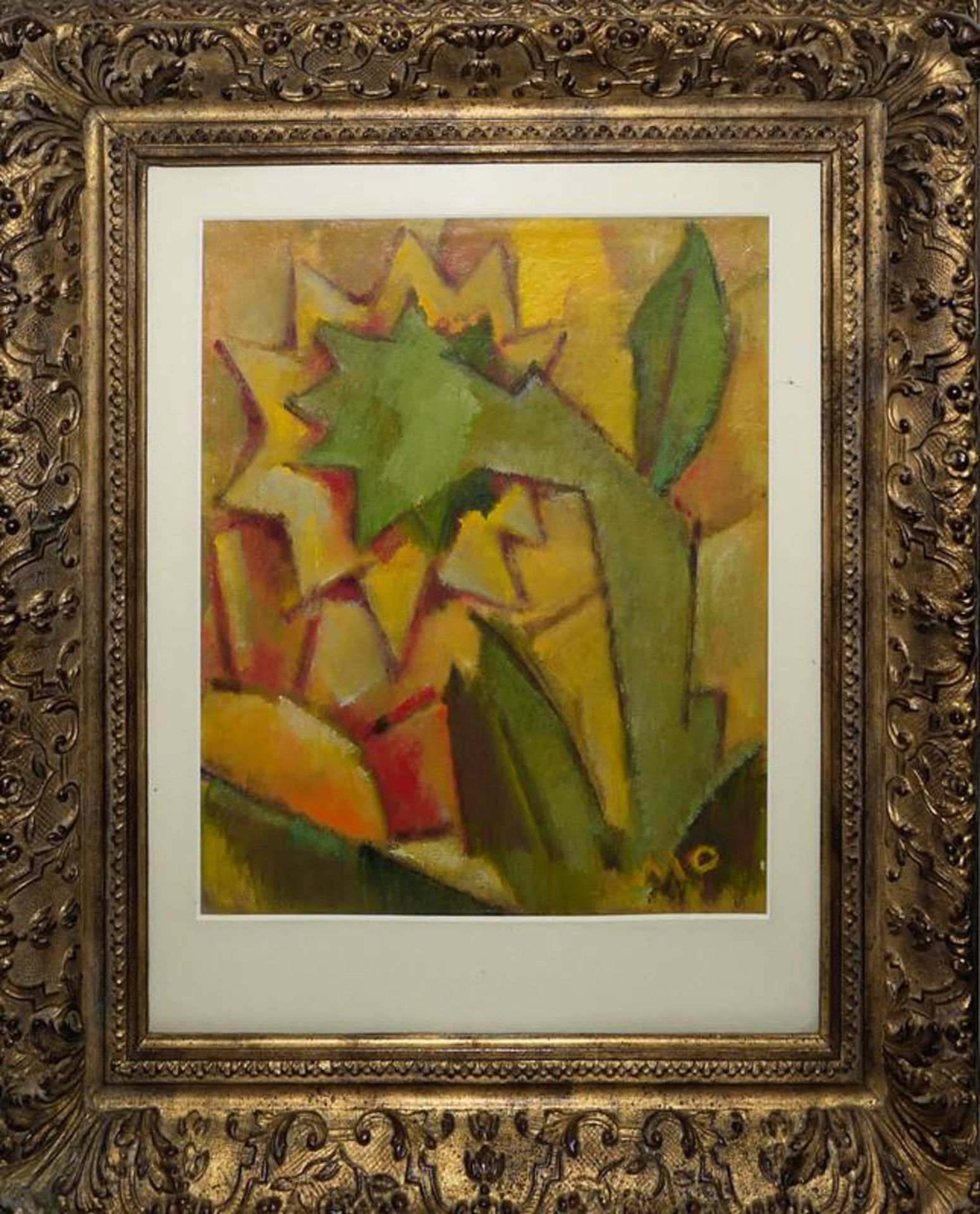 Sándor Mohi, kubista napraforgó (kubistische Sonnenblumen), Ölgemälde, im Prachtrahmen