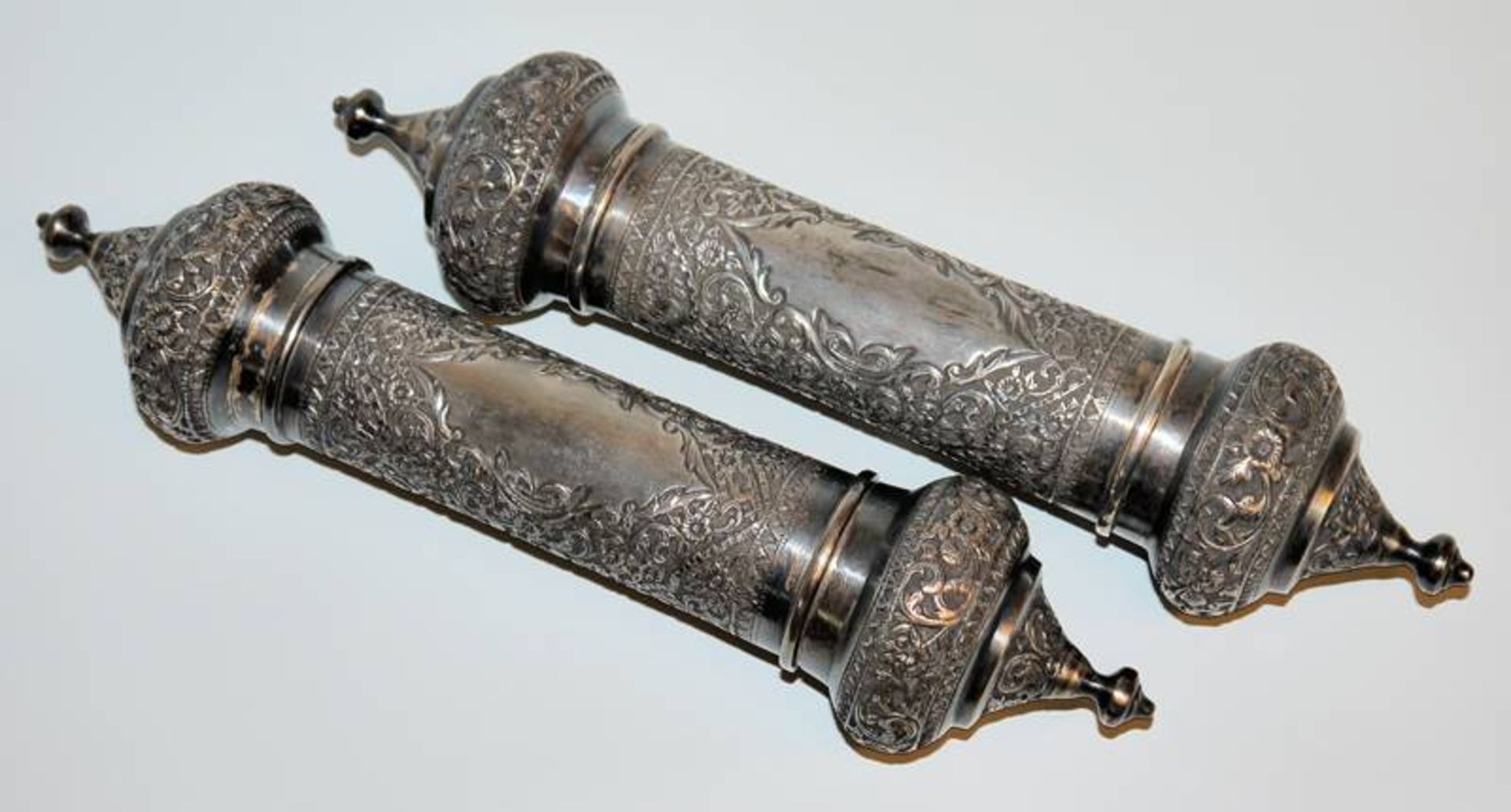 Pair of silver scroll boxes, Kutch, India 19th/early 20th century
