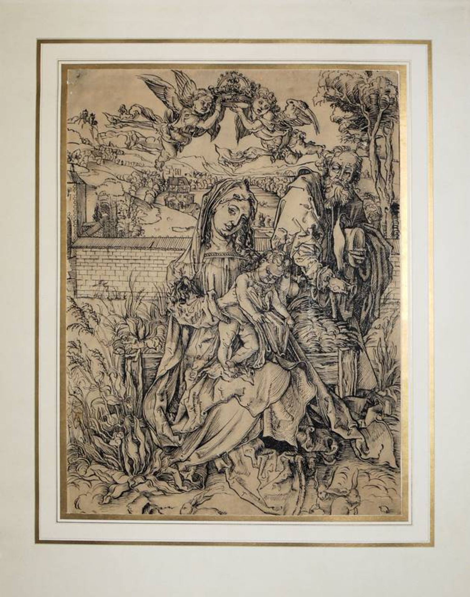 Albrecht Dürer, vicinity of, The Holy Family with the Hares, original ink drawing from 1518 - Image 4 of 4