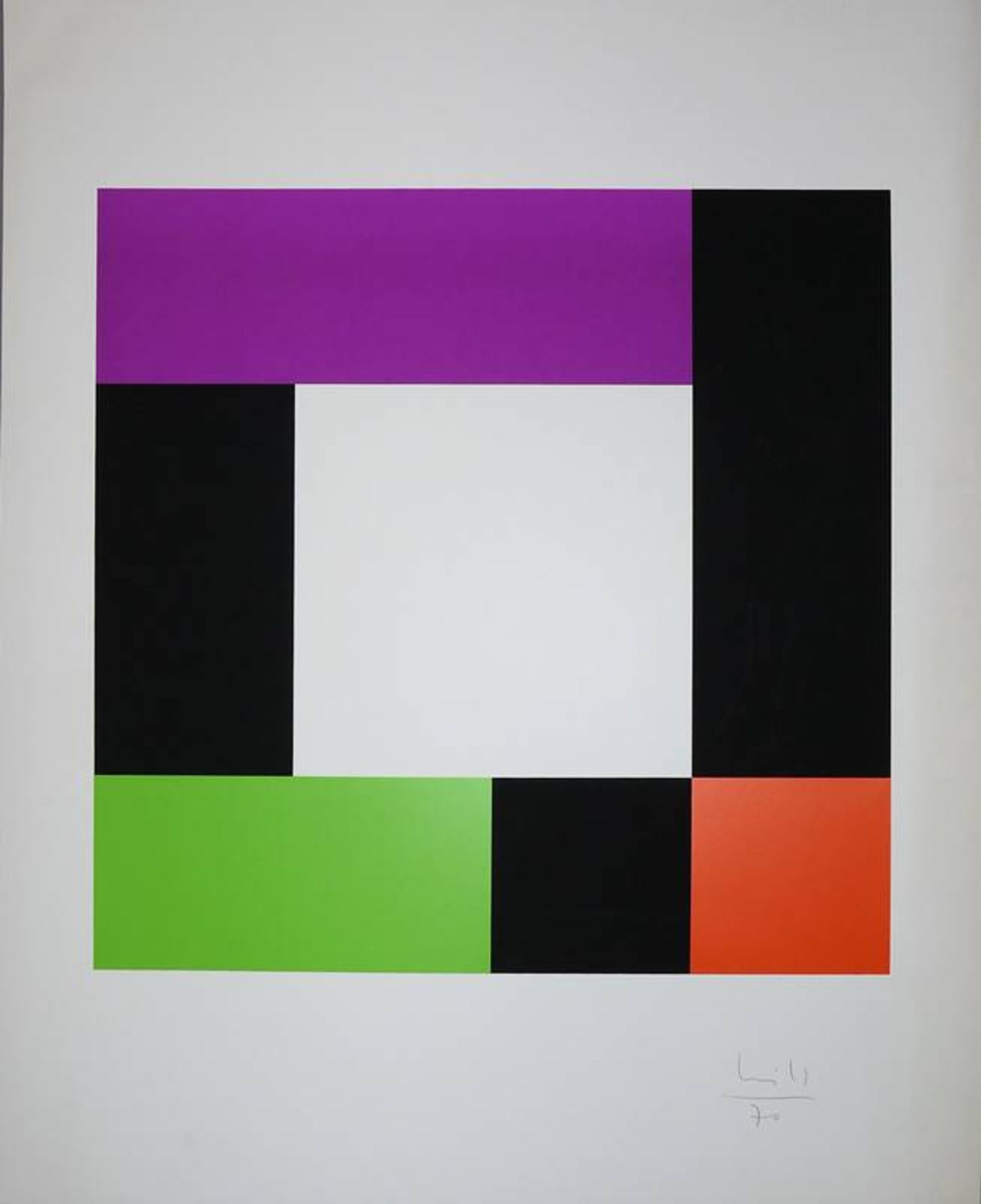 Max Bill, Geometrisch-konkrete Komposition, Farbsiebdruck von 1970, sign. 