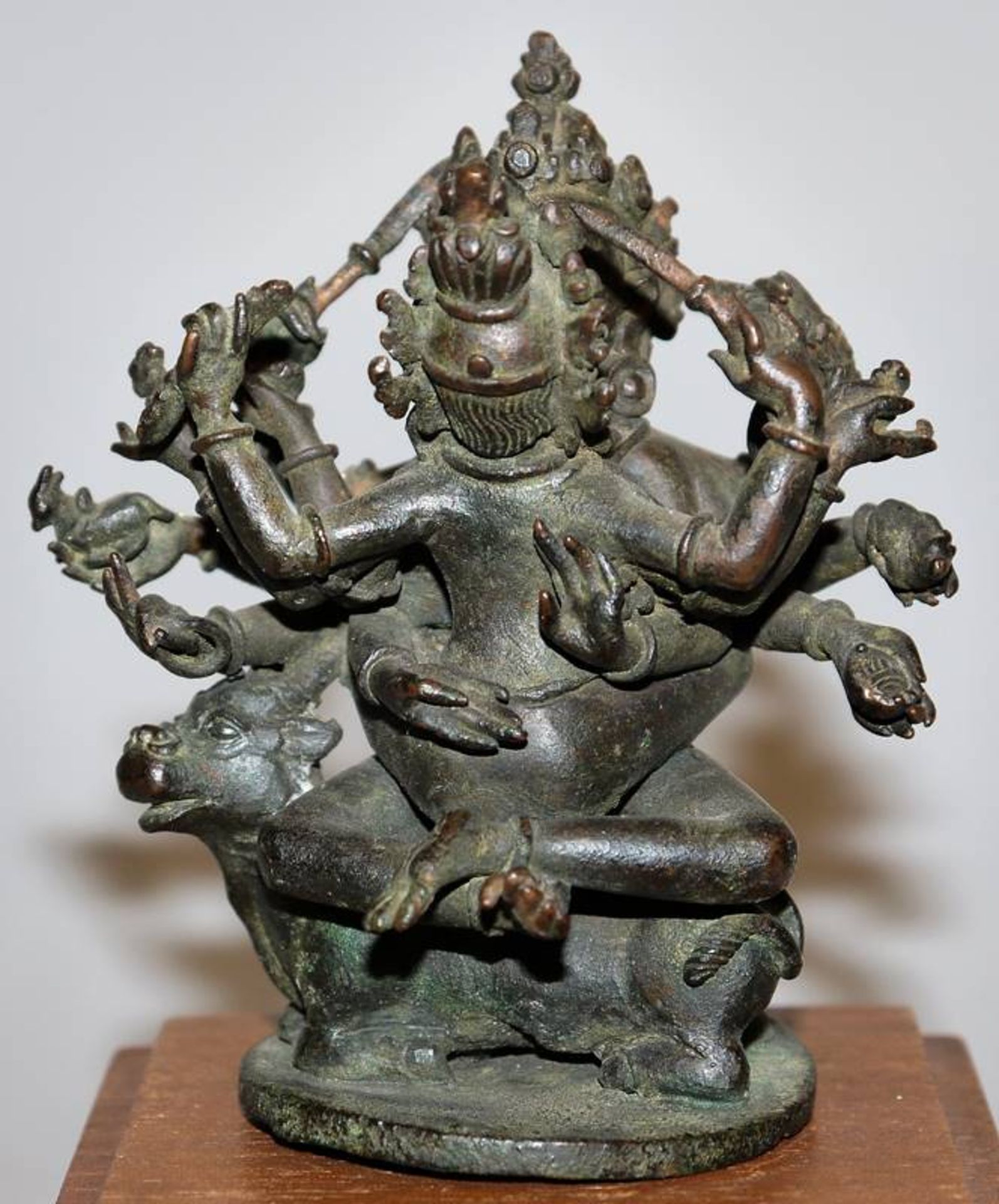 The god Shiva with consort in sexual union, bronze sculpture, Nepal 18th c. - Image 3 of 4