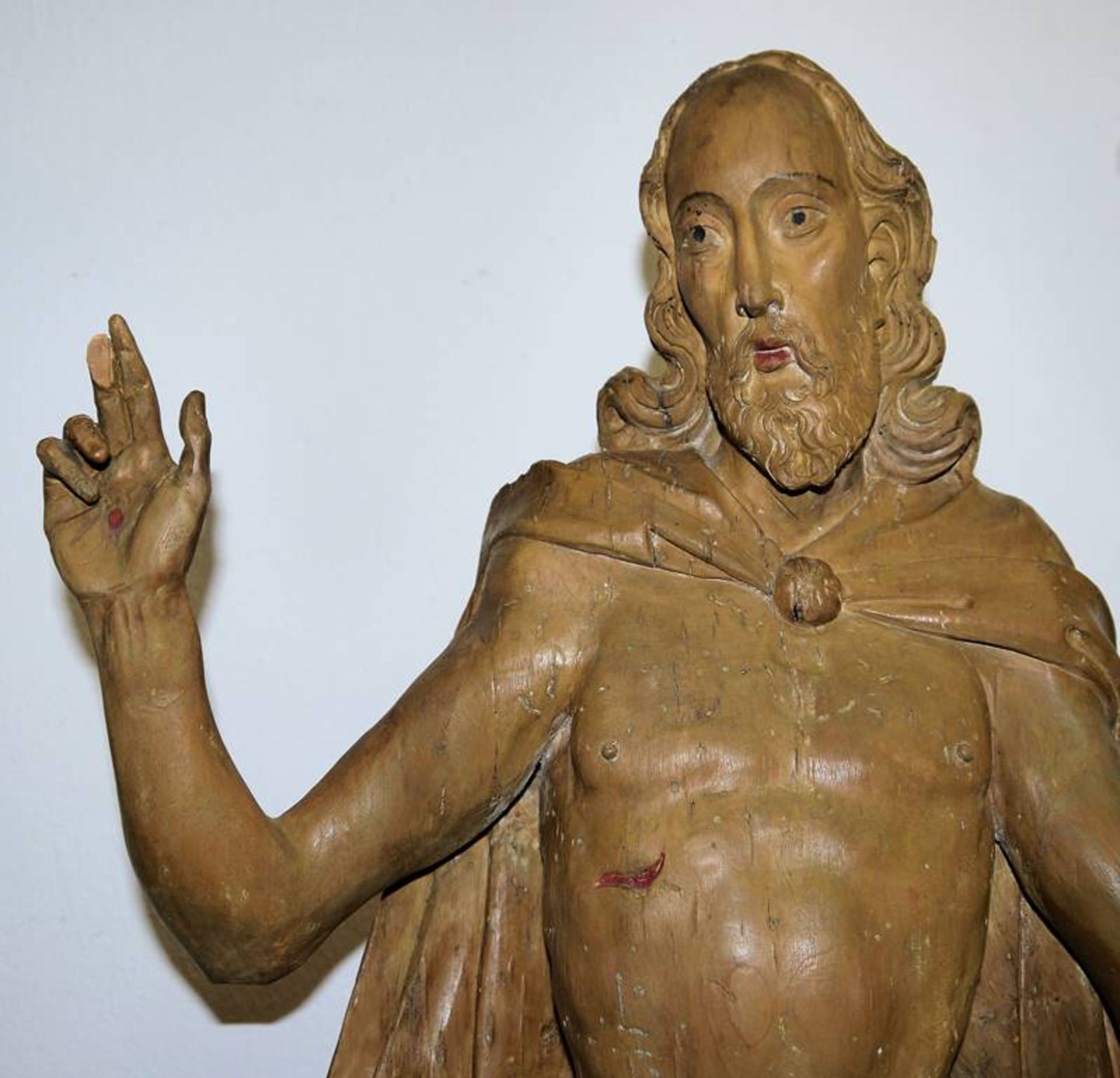 Frankish Master of the 16th century, Blessing Christ, limewood sculpture with additions - Image 2 of 3