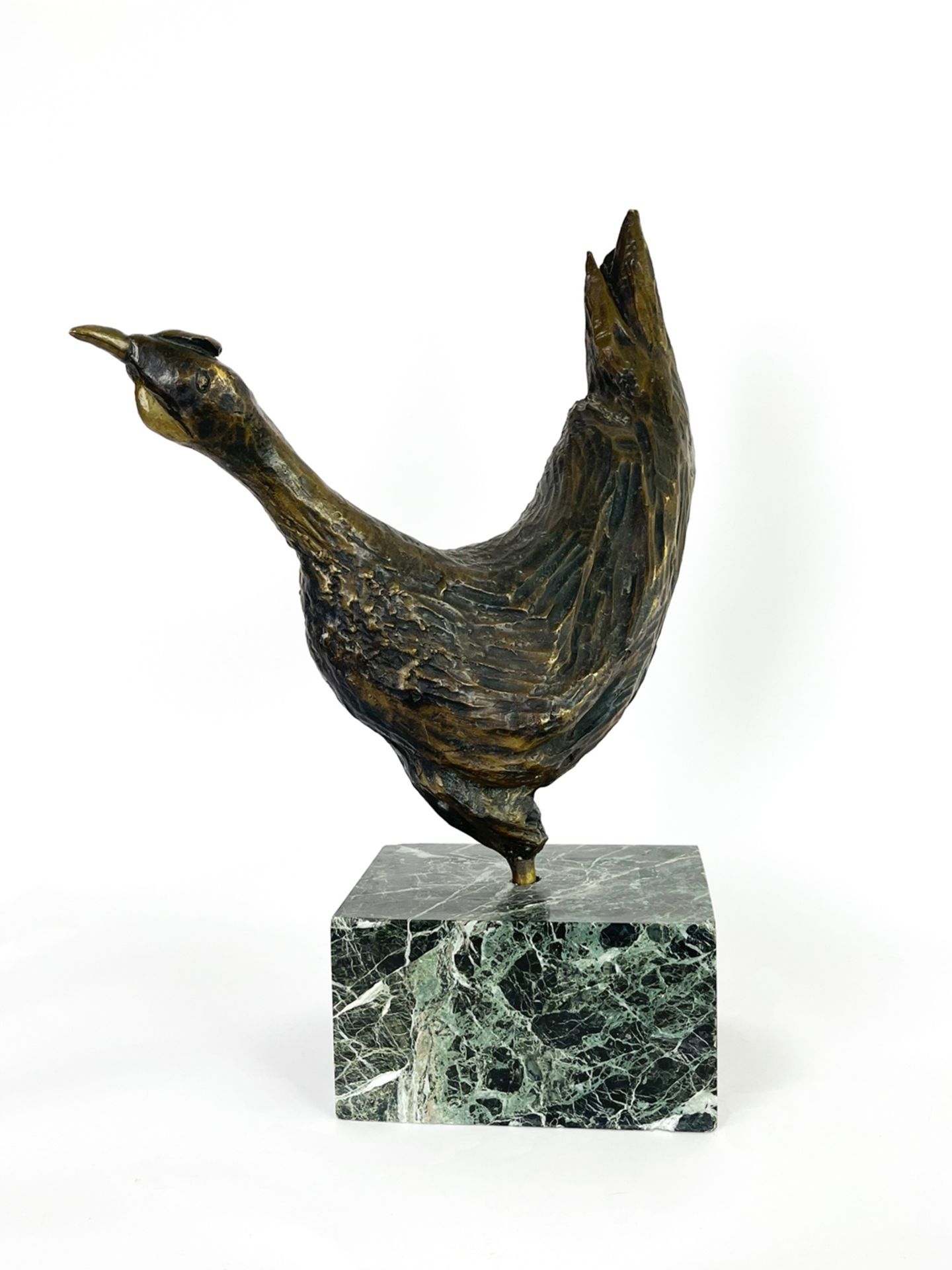 Moderne Bronzeskulptur auf Marmor "Vogel/Hahn"  - Bild 7 aus 12
