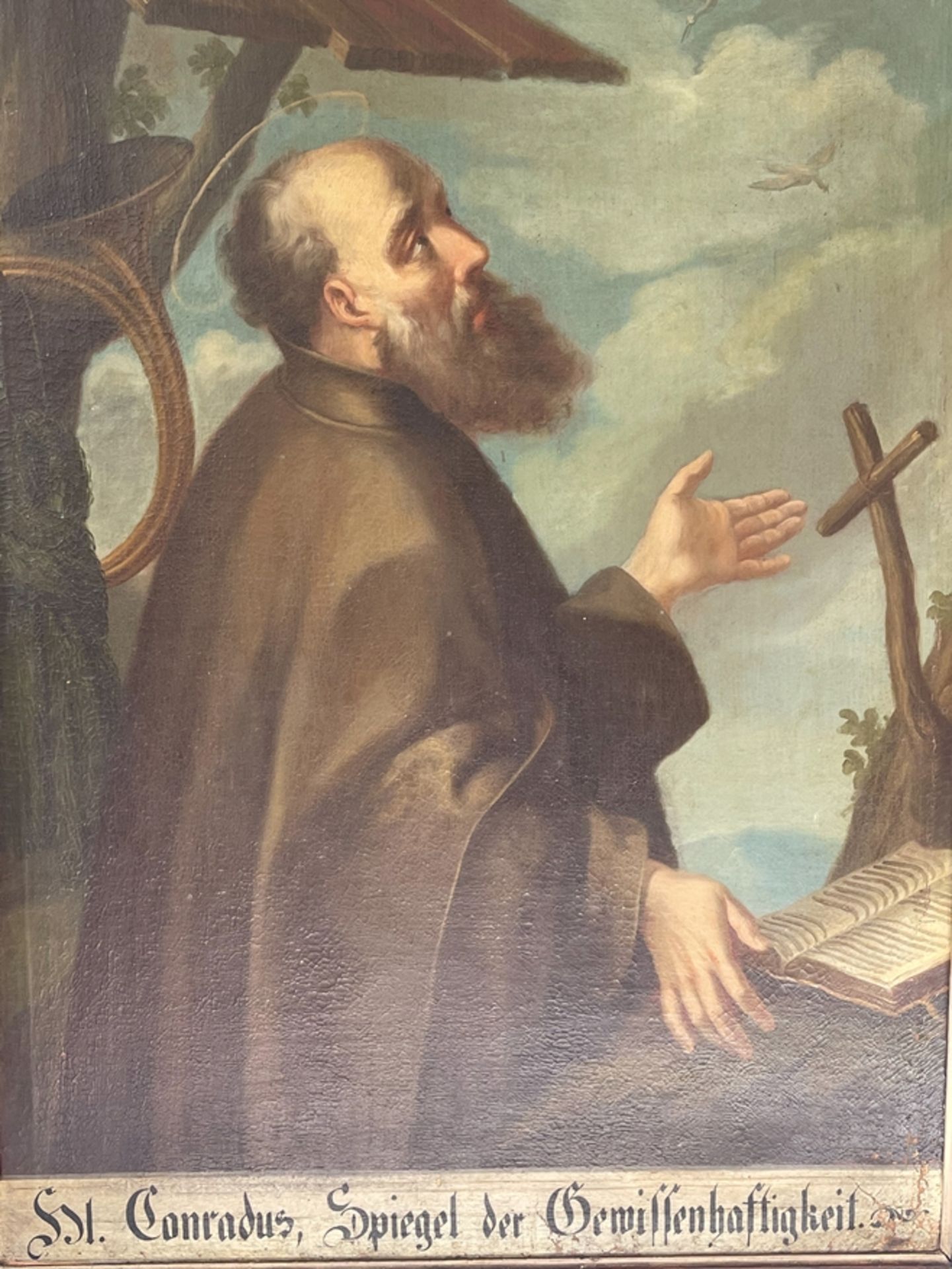 Barockgemälde Heiliger Conrad "Spiegel der Gewissenhaftigkeit" - Image 4 of 5