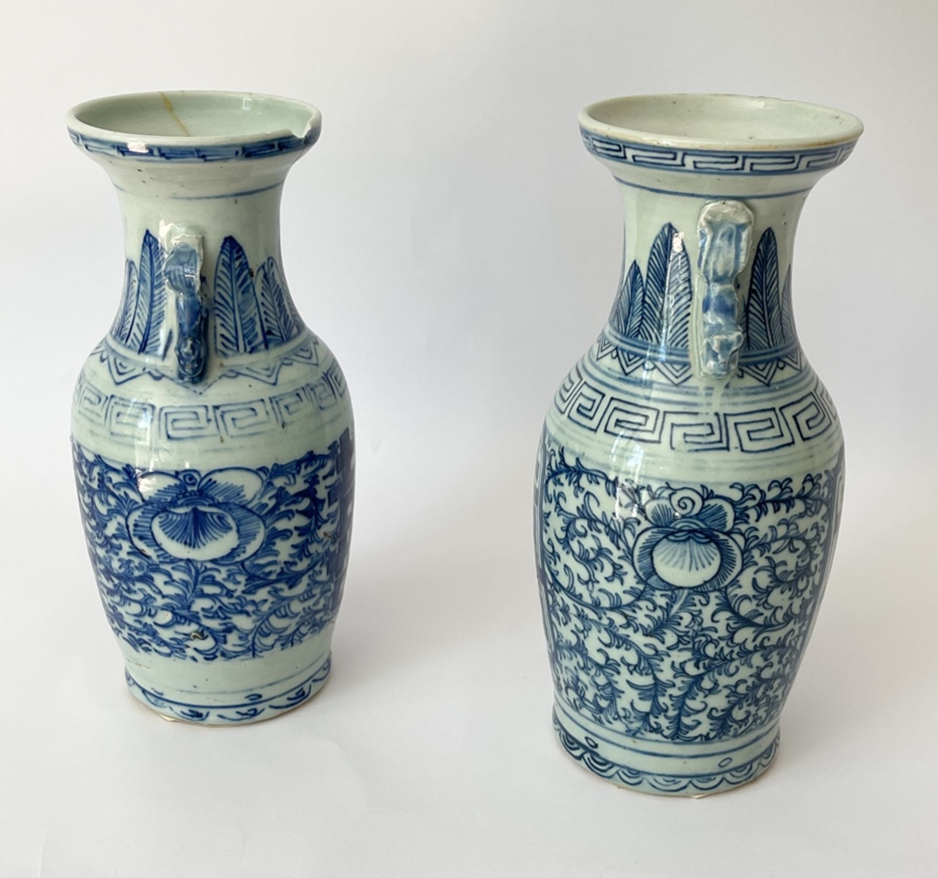 Two vases, china, blue painting - Image 6 of 12