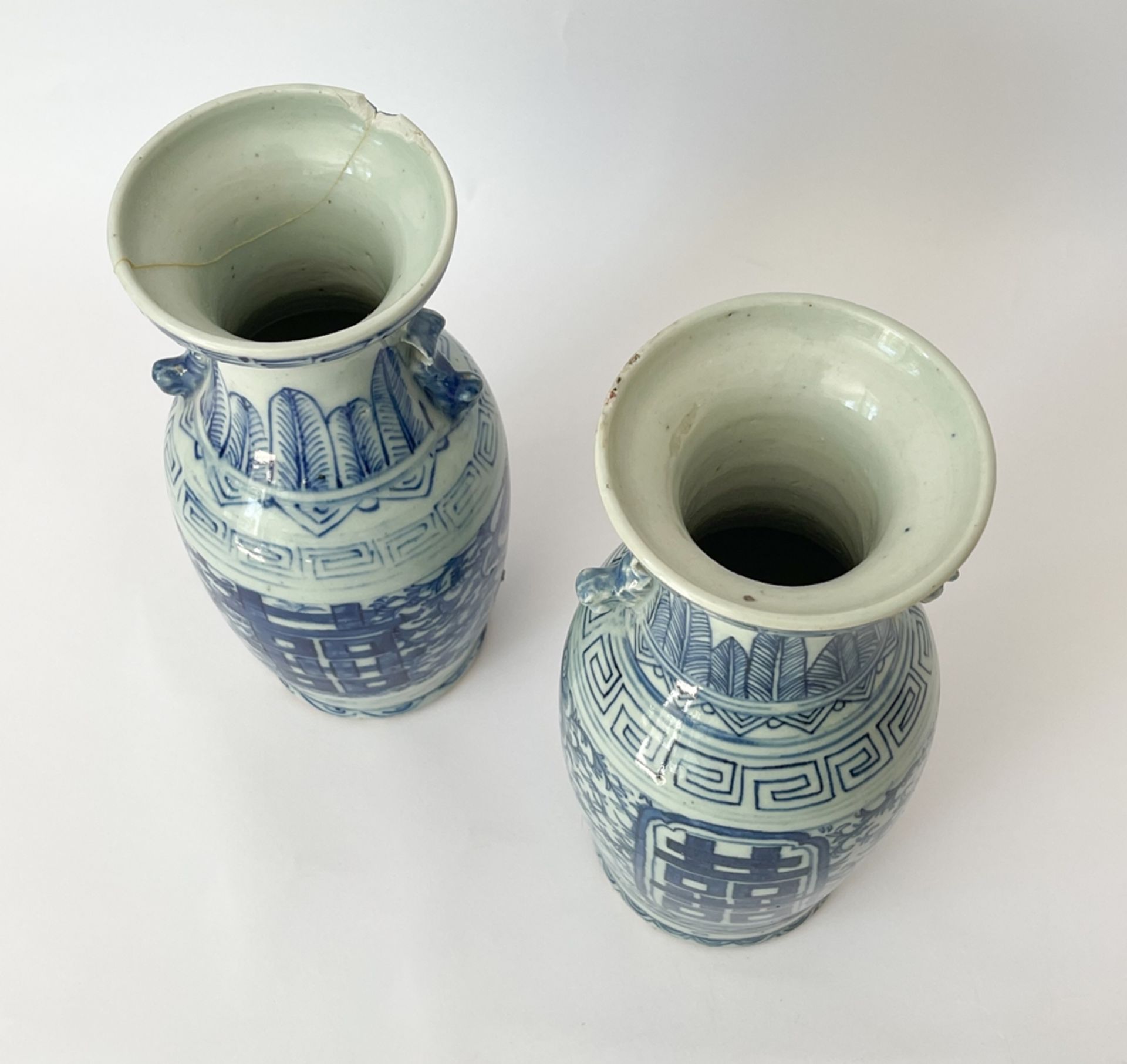Two vases, china, blue painting - Image 5 of 12