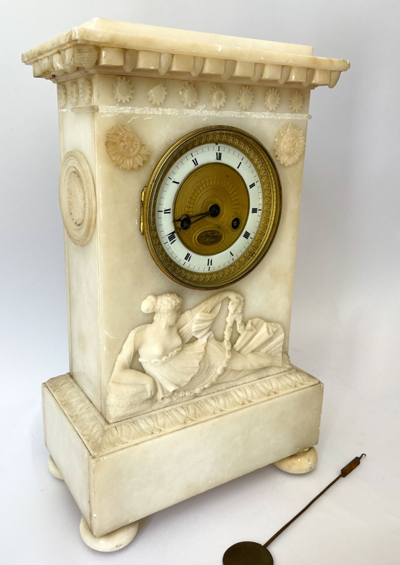 Biedermeier/Empire Alabaster Uhr - Image 4 of 9