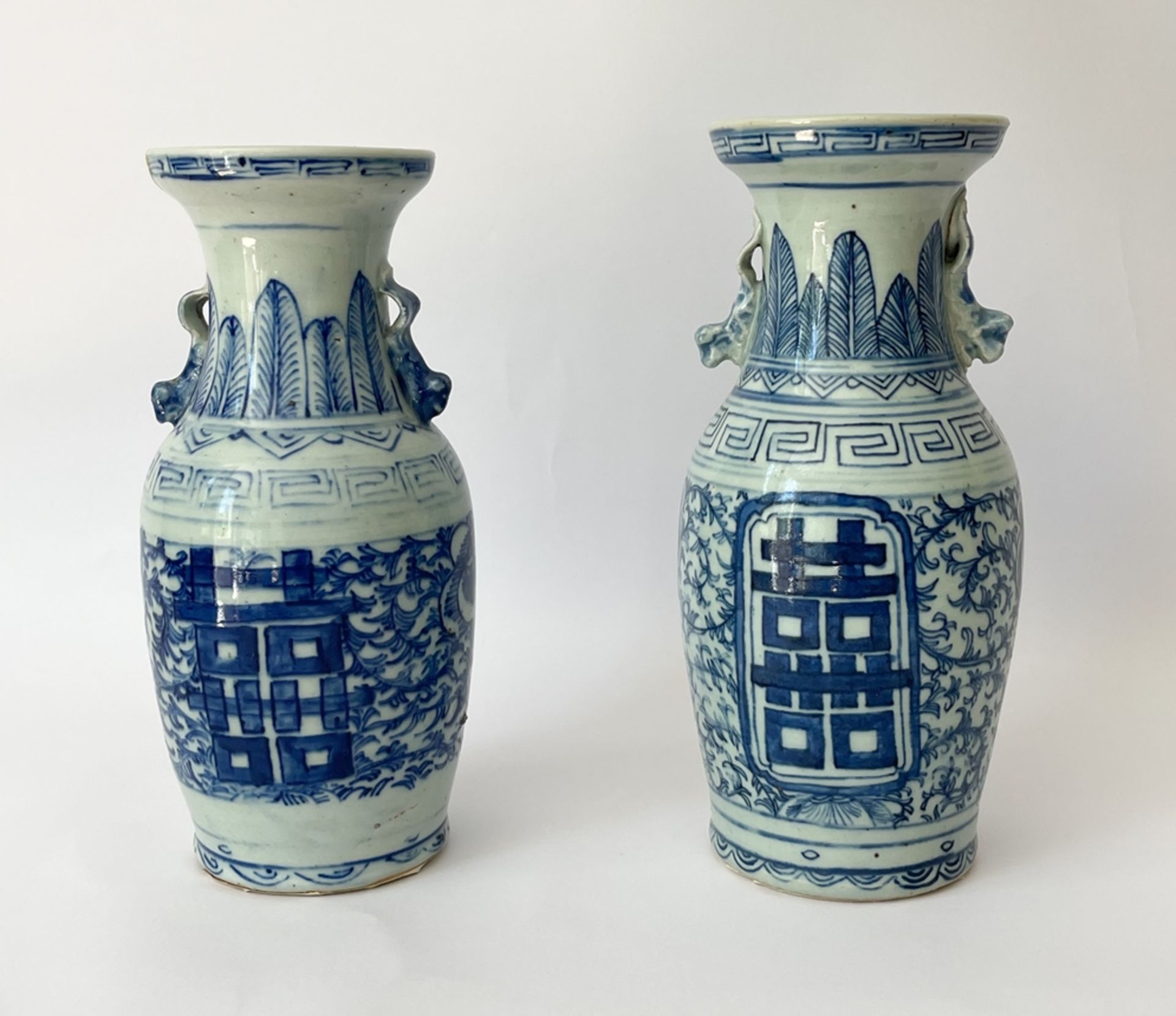 Two vases, china, blue painting