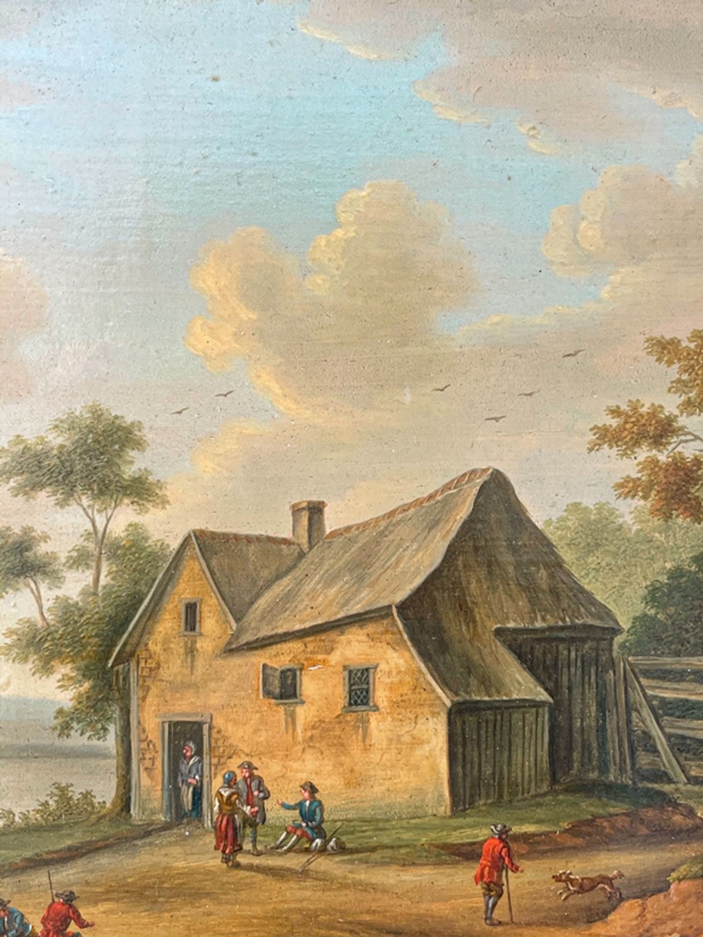 Landscape painting „house by the lake with people“ - Image 2 of 3