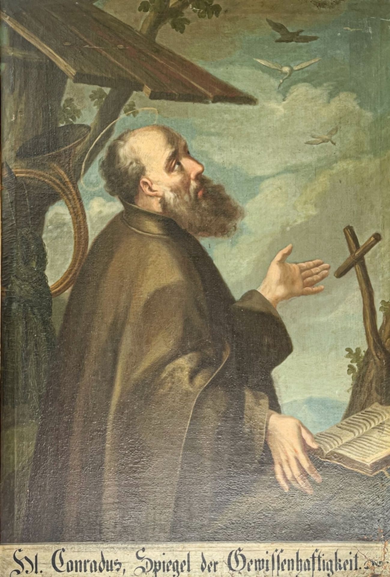 Barockgemälde Heiliger Conrad "Spiegel der Gewissenhaftigkeit" - Image 2 of 5