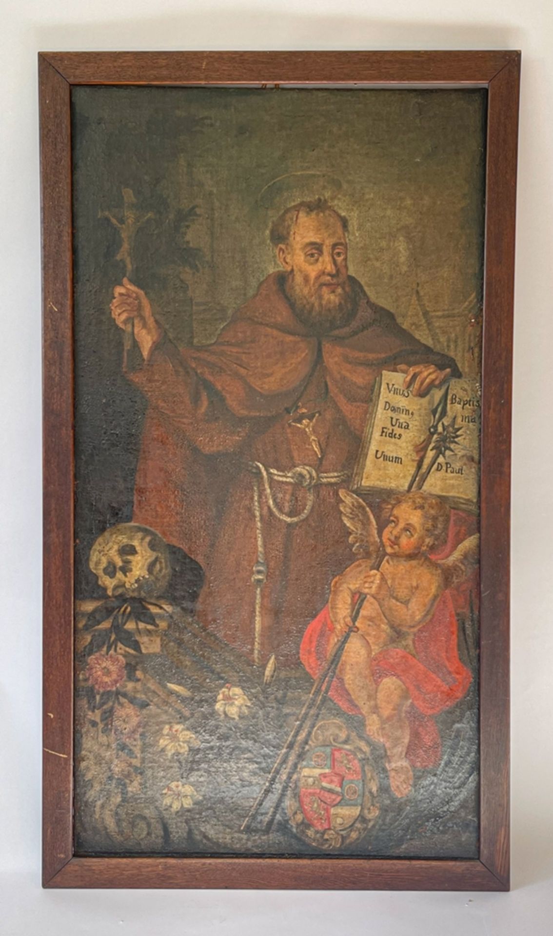 Baroque painting monk with crest/skull