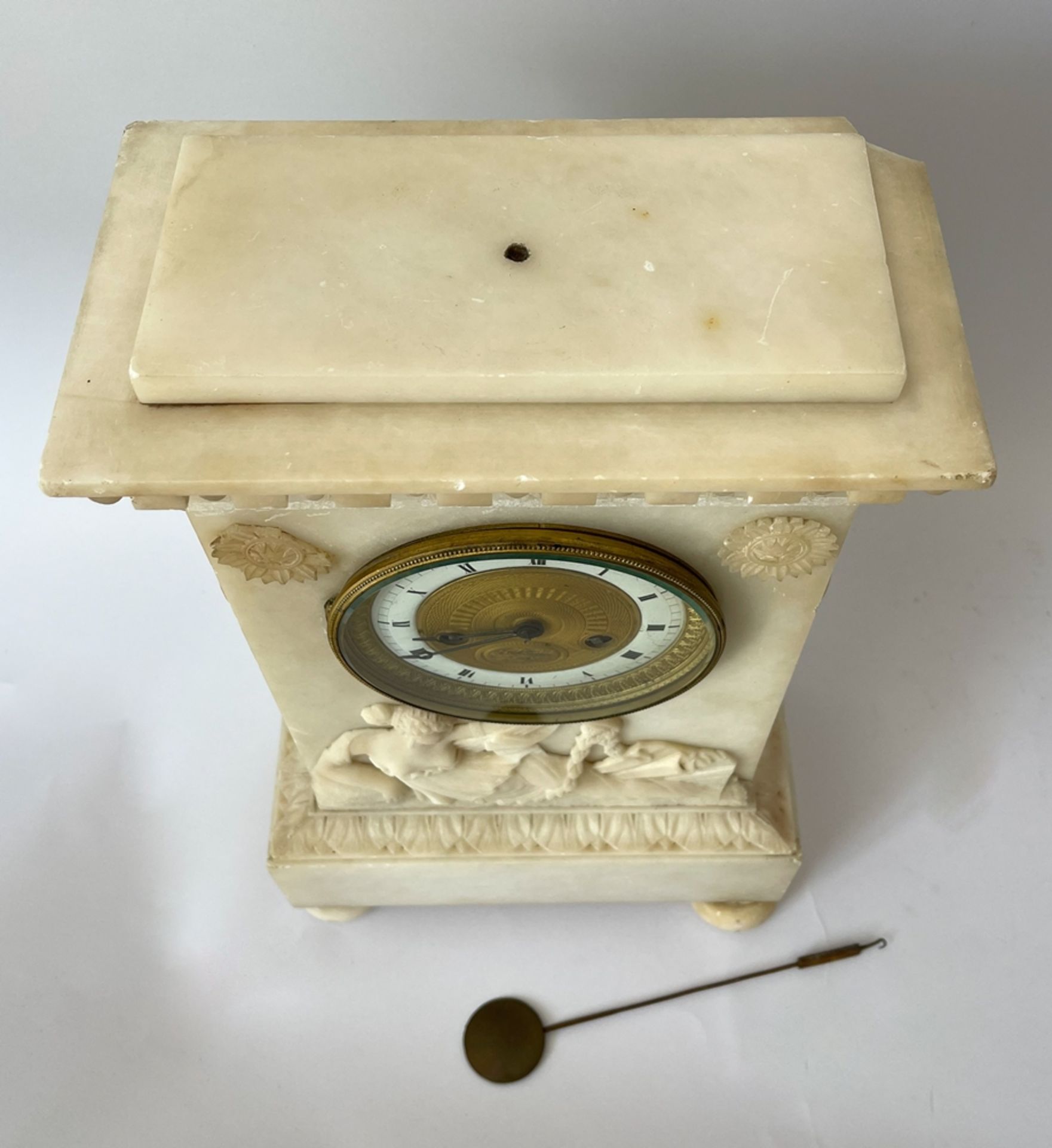 Biedermeier/Empire Alabaster Uhr - Image 5 of 9