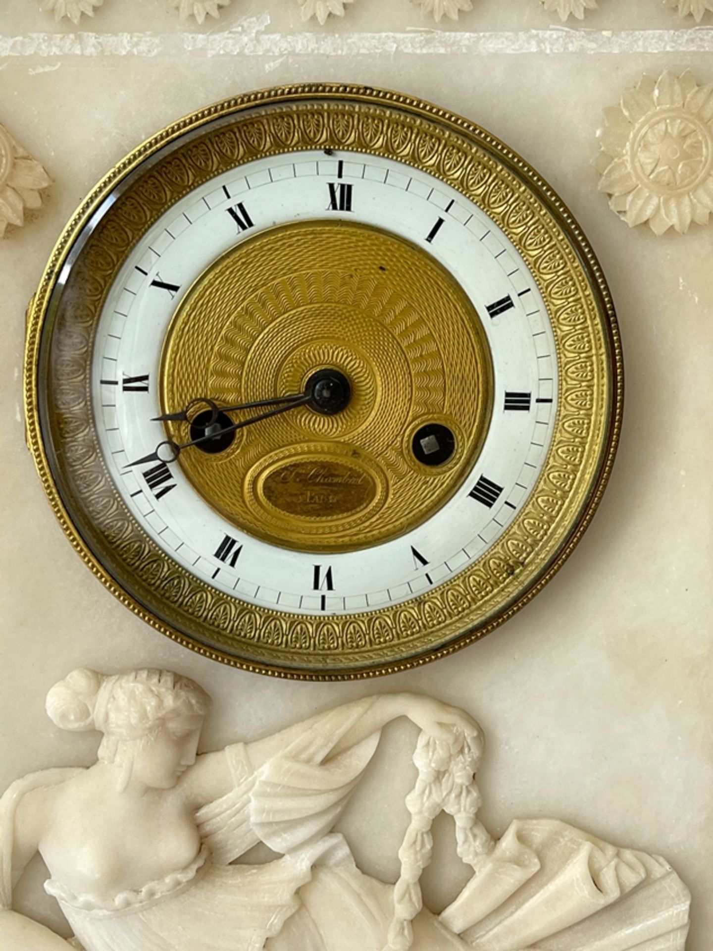 Biedermeier/Empire Alabaster Uhr - Image 2 of 9