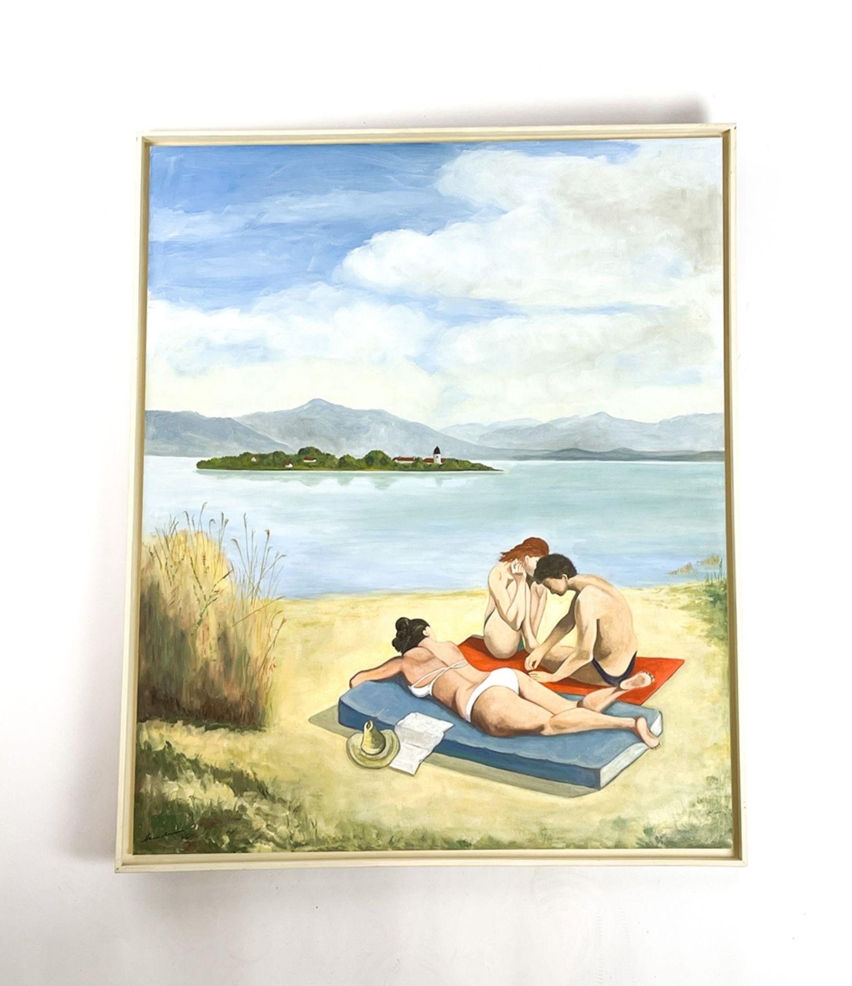 Painting „swimming at the Chiemsee-lake/Fraueninsel“ - Image 3 of 6