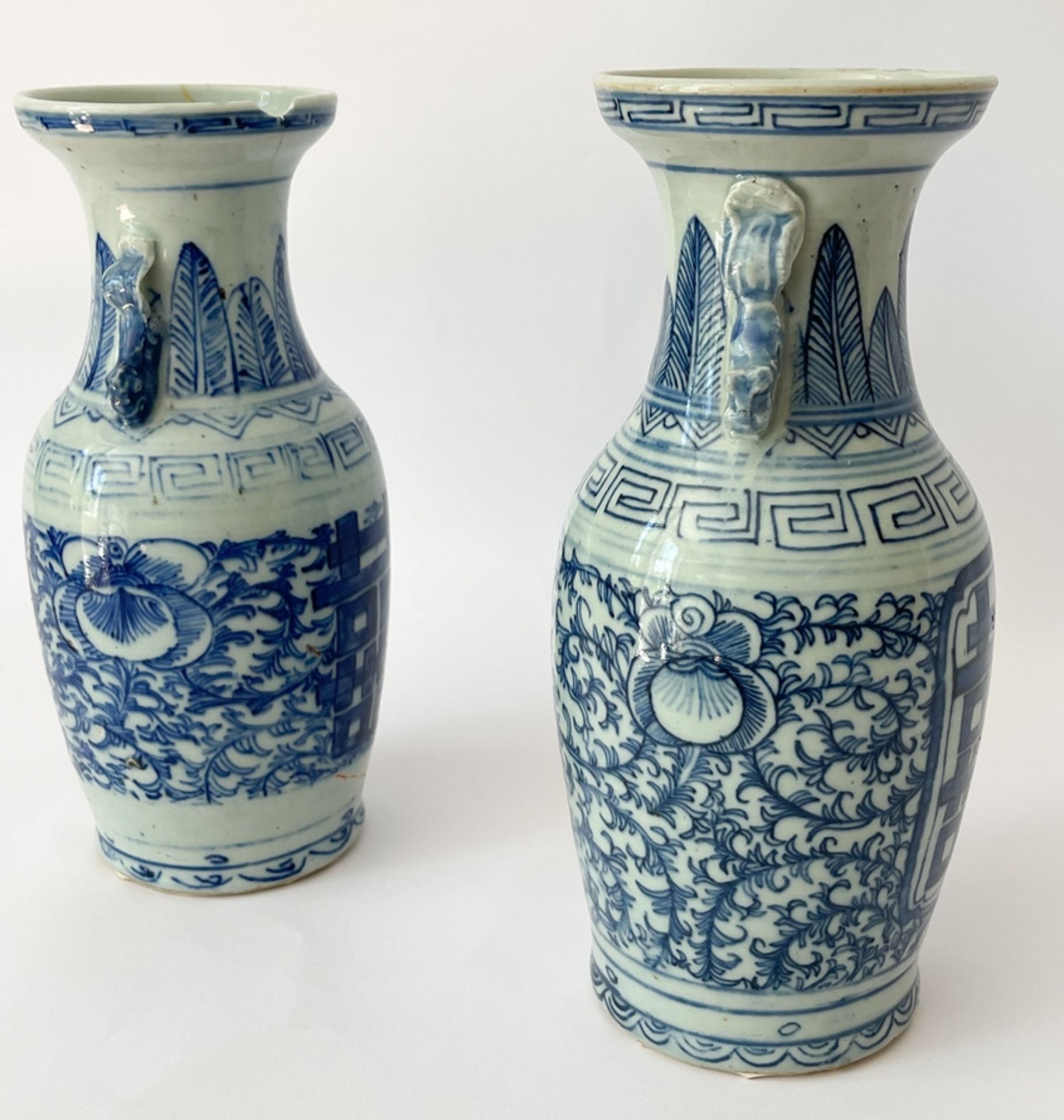 Two vases, china, blue painting - Image 8 of 12