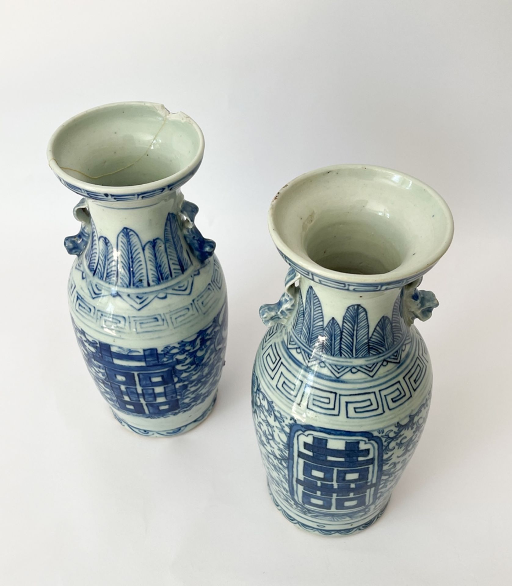 Two vases, china, blue painting - Image 4 of 12