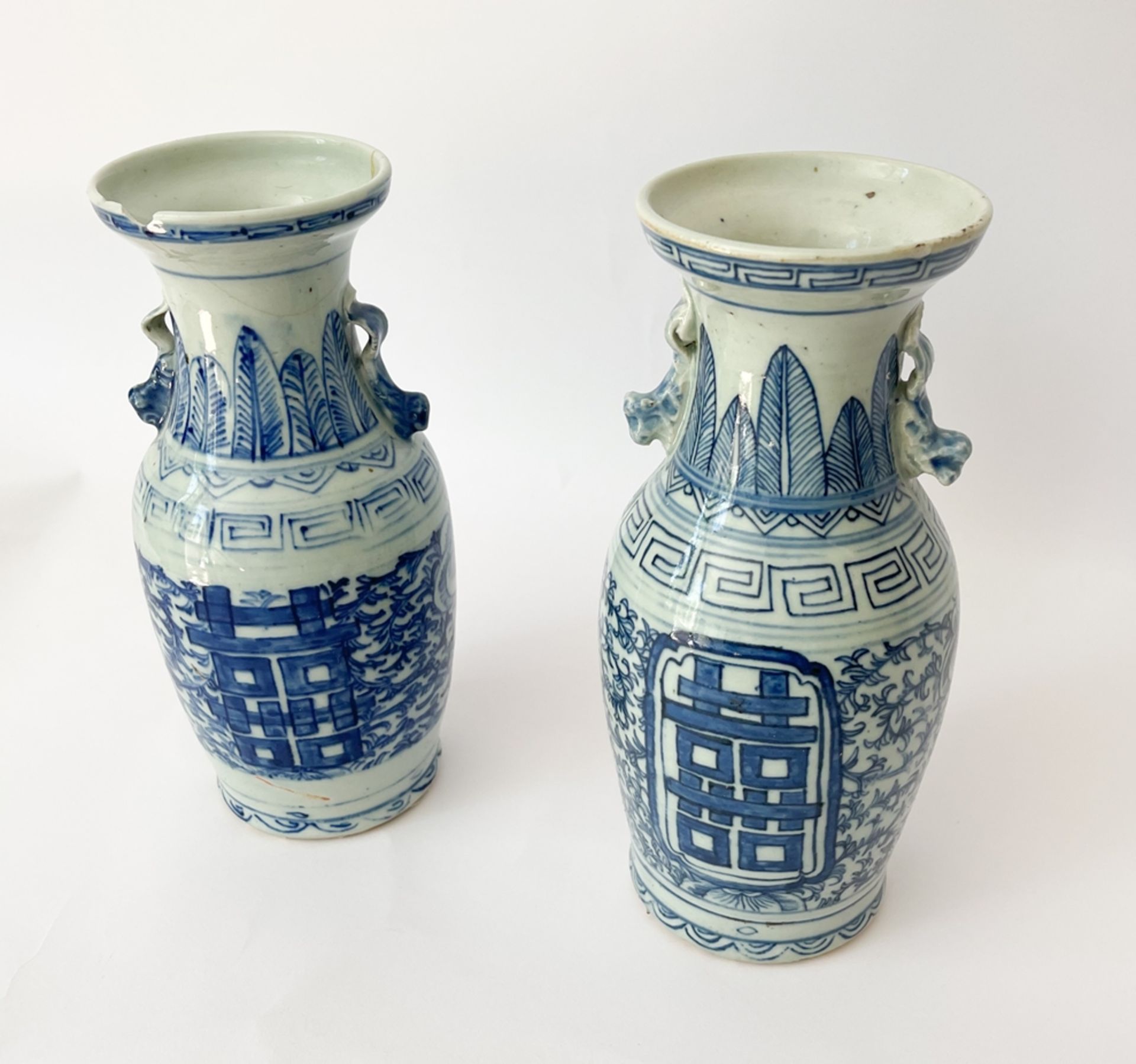 Two vases, china, blue painting - Image 11 of 12