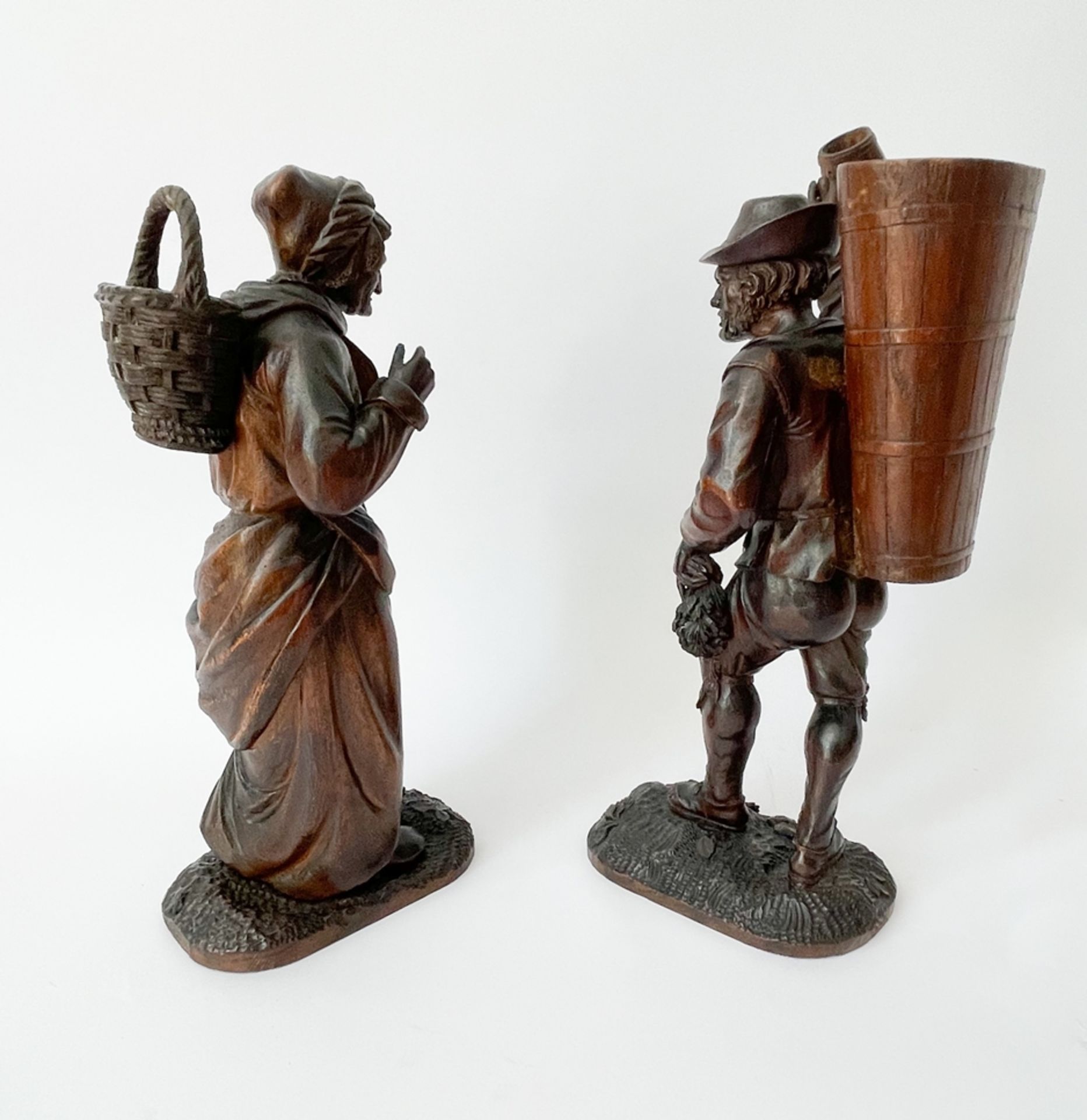 Paar fein geschnitzte Büttenfiguren/Bauernpaar - Bild 10 aus 19