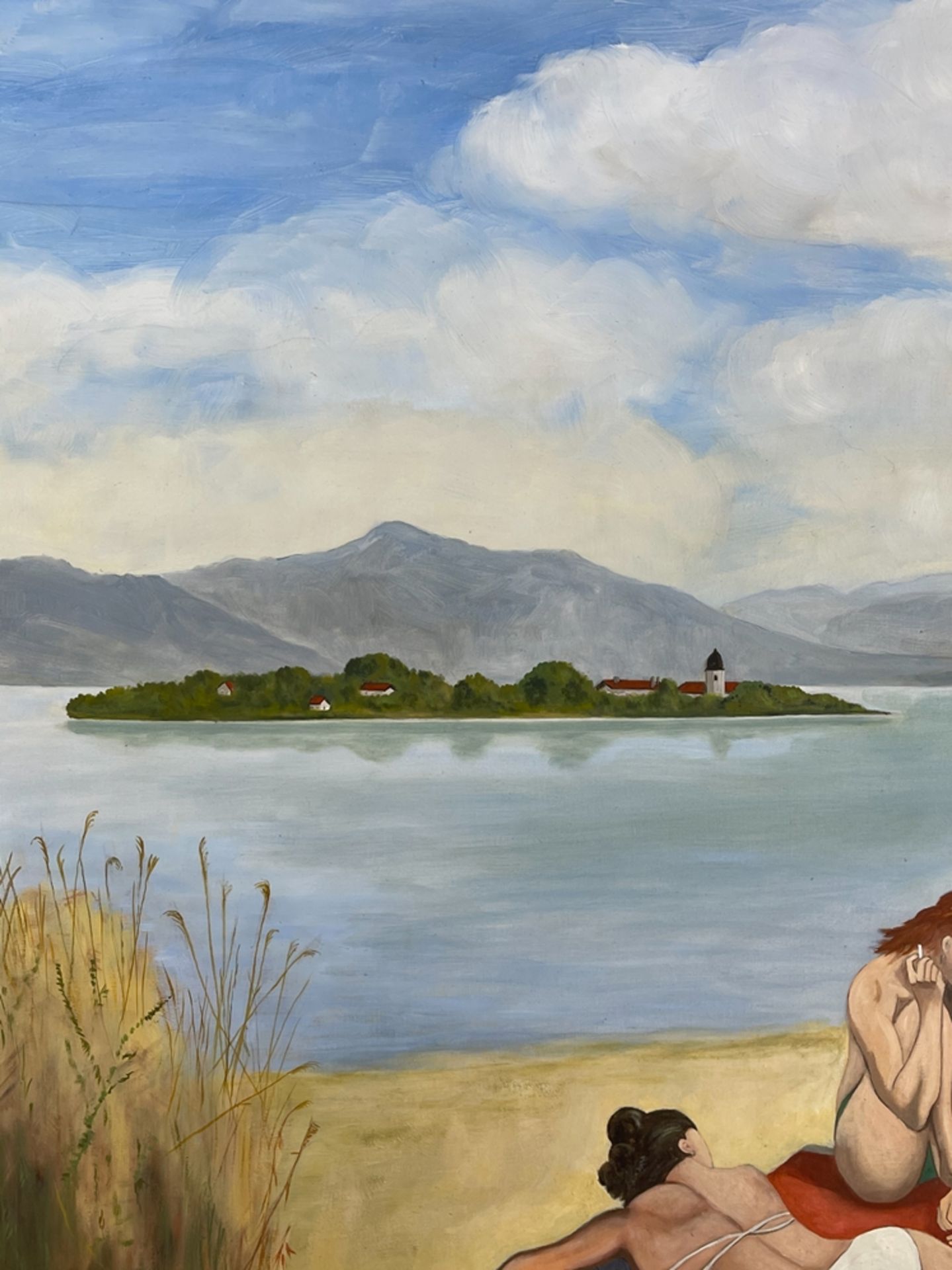 Painting „swimming at the Chiemsee-lake/Fraueninsel“ - Image 2 of 6