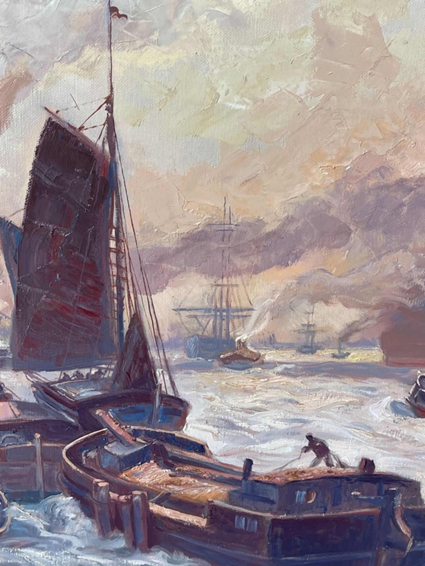 Painting harbor with ships - Image 4 of 5