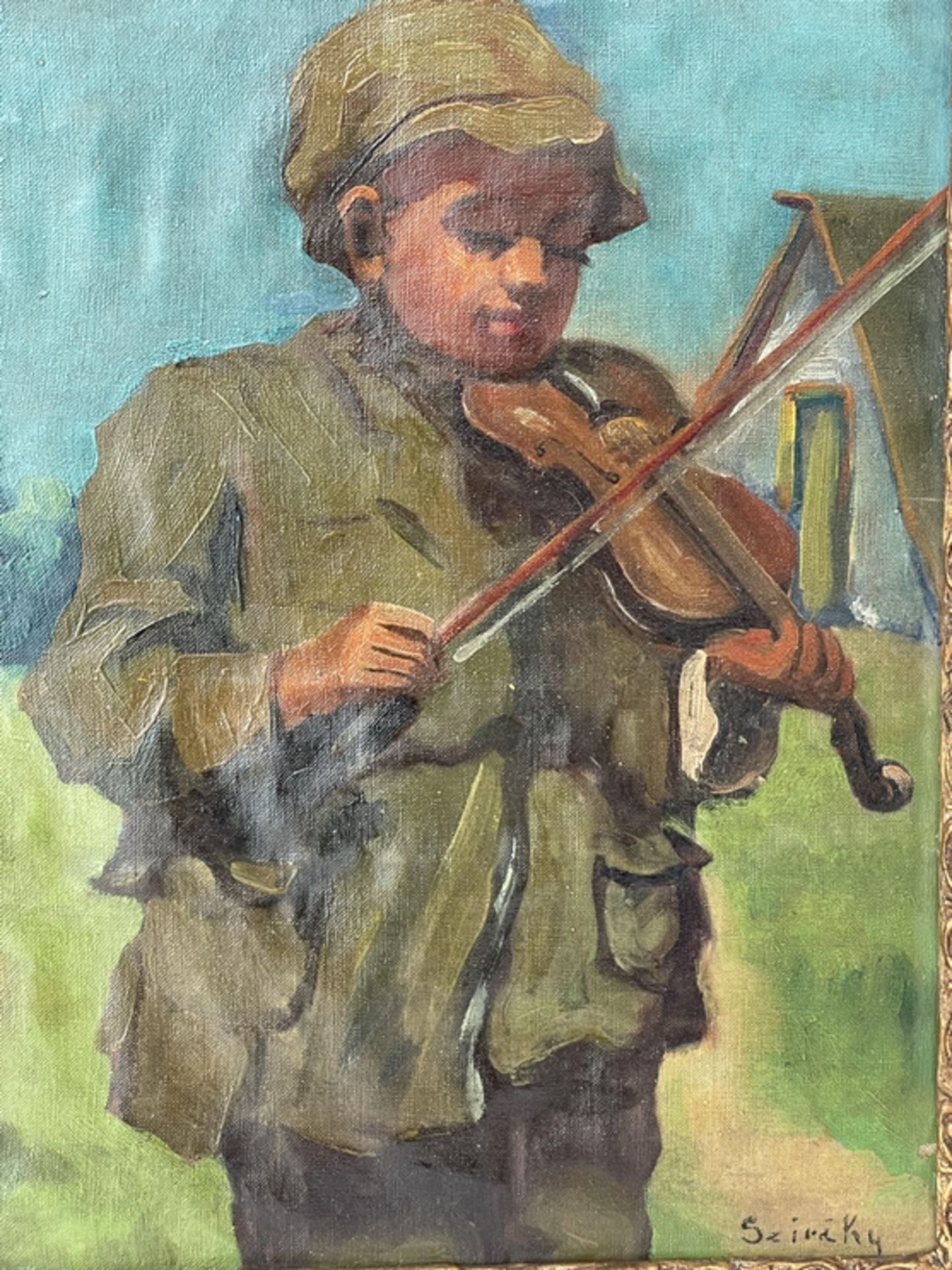 Geigenspieler in Uniform sign. Sziraky - Image 2 of 3
