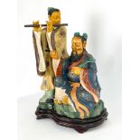 Chinesische Skulptur aus Pappelholz und Elfenbein