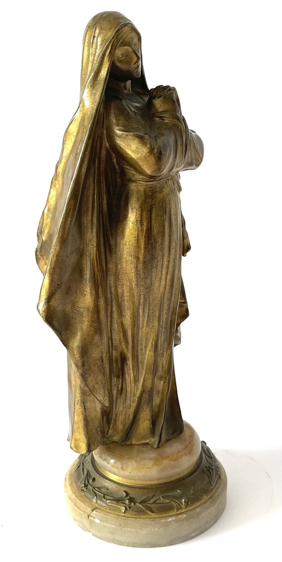 Vergoldete Bronzemadonna auf Marmorsockel - Image 6 of 8