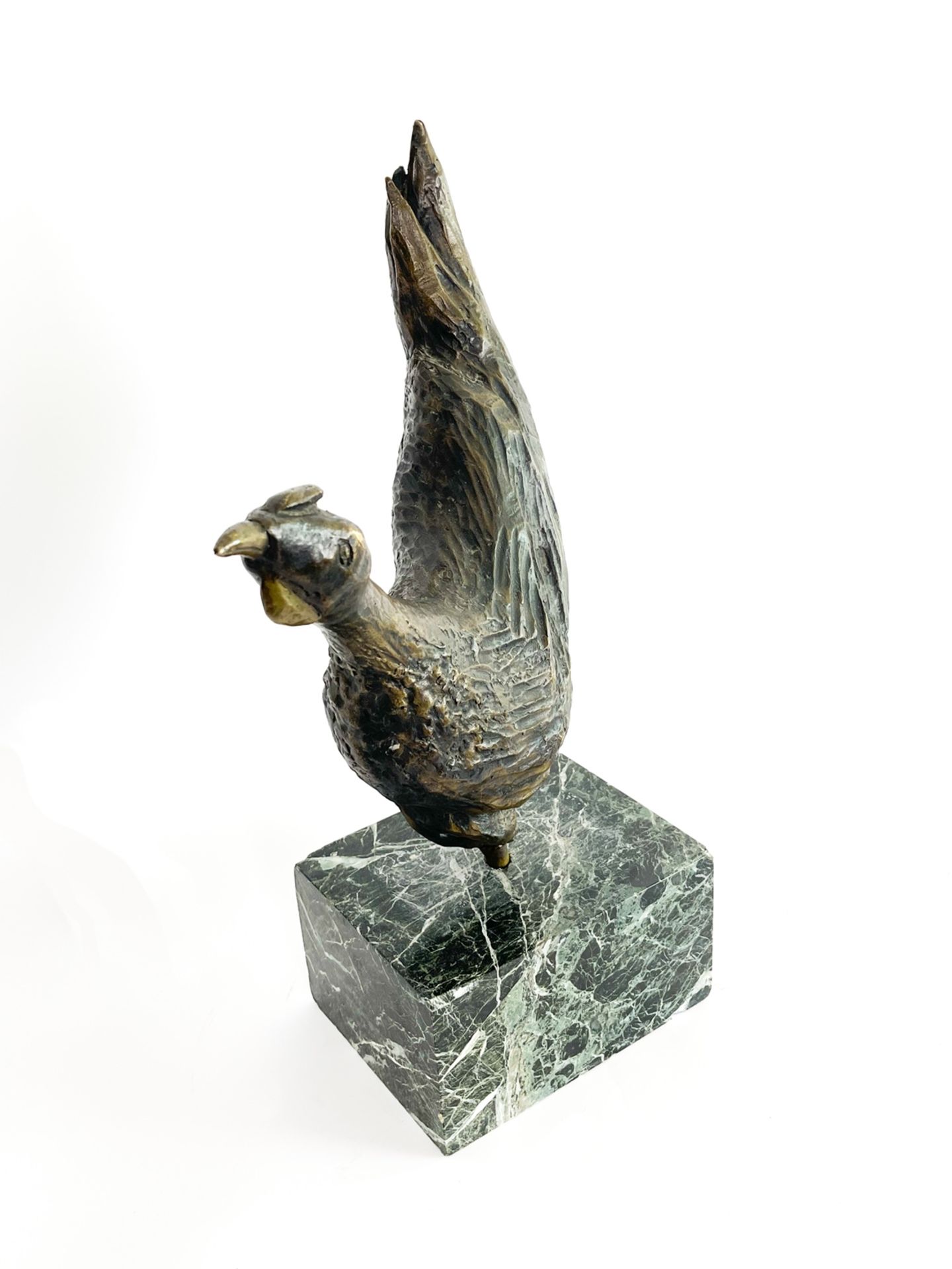 Moderne Bronzeskulptur auf Marmor "Vogel/Hahn" - Image 8 of 12