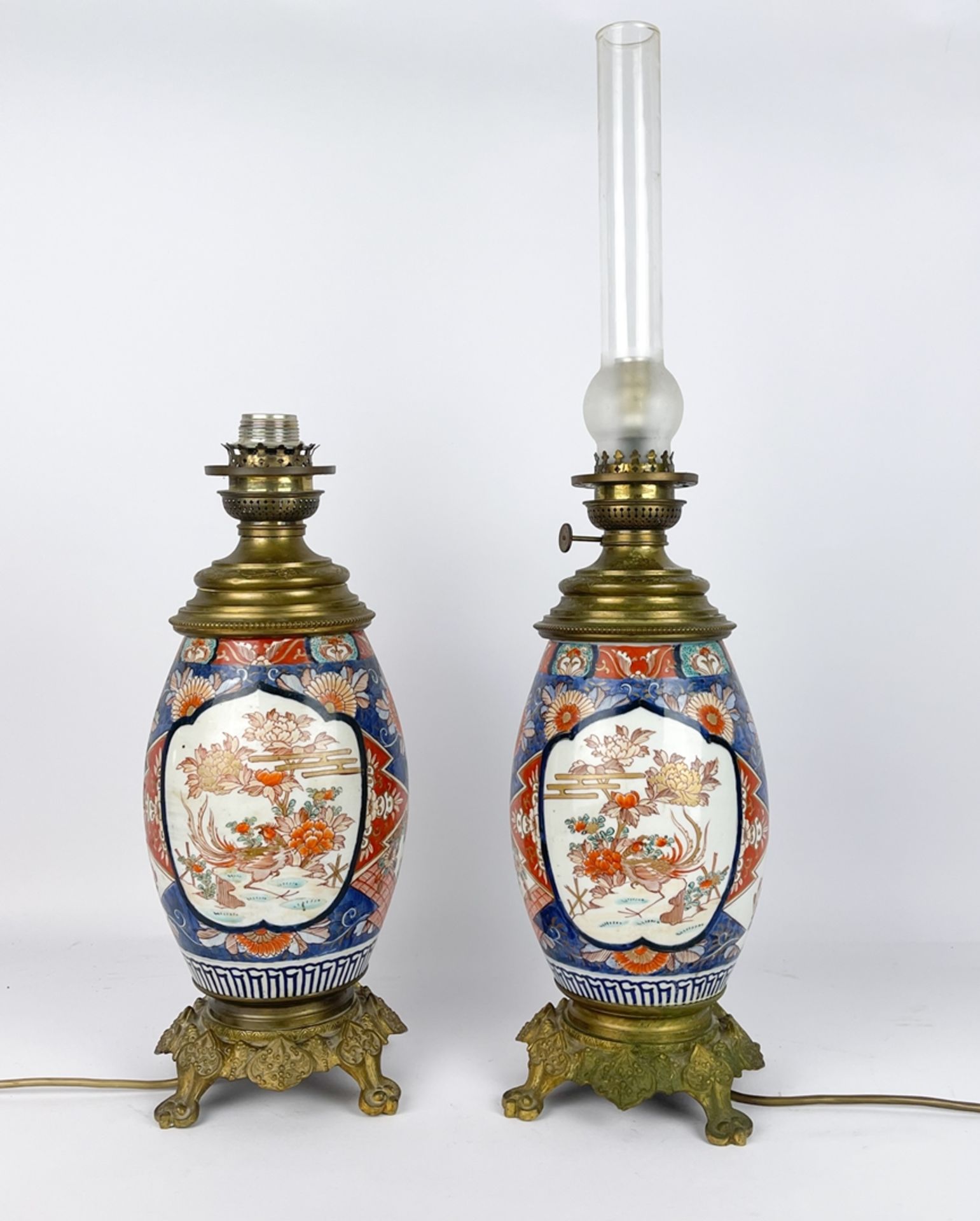 Paar Chinoiserie Lampen mit Bronzemontierung