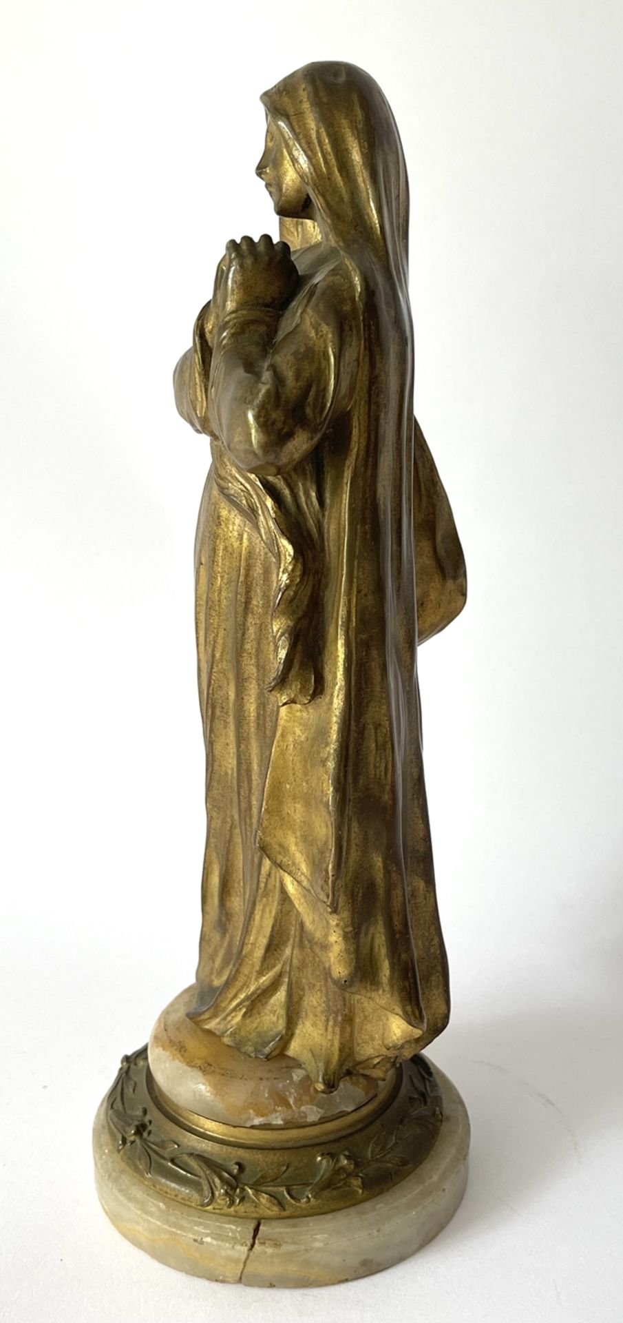 Vergoldete Bronzemadonna auf Marmorsockel - Image 3 of 8