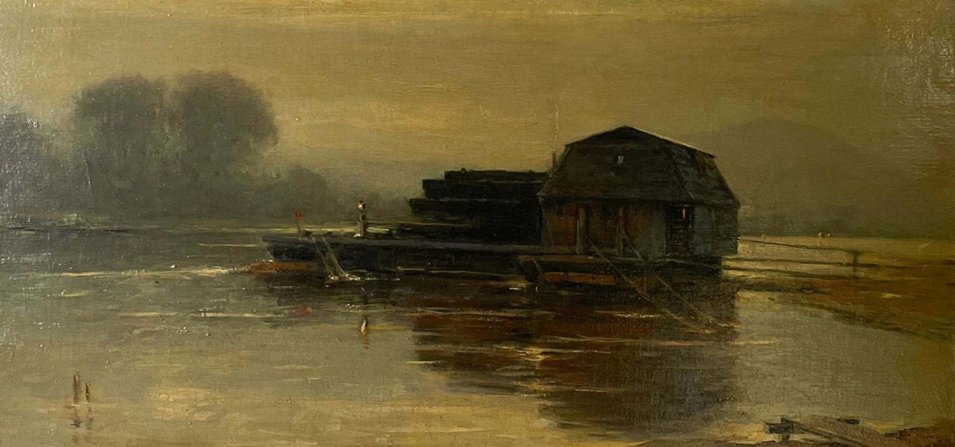 Hochwertiges Gemälde "Hausboot" - Bild 2 aus 6