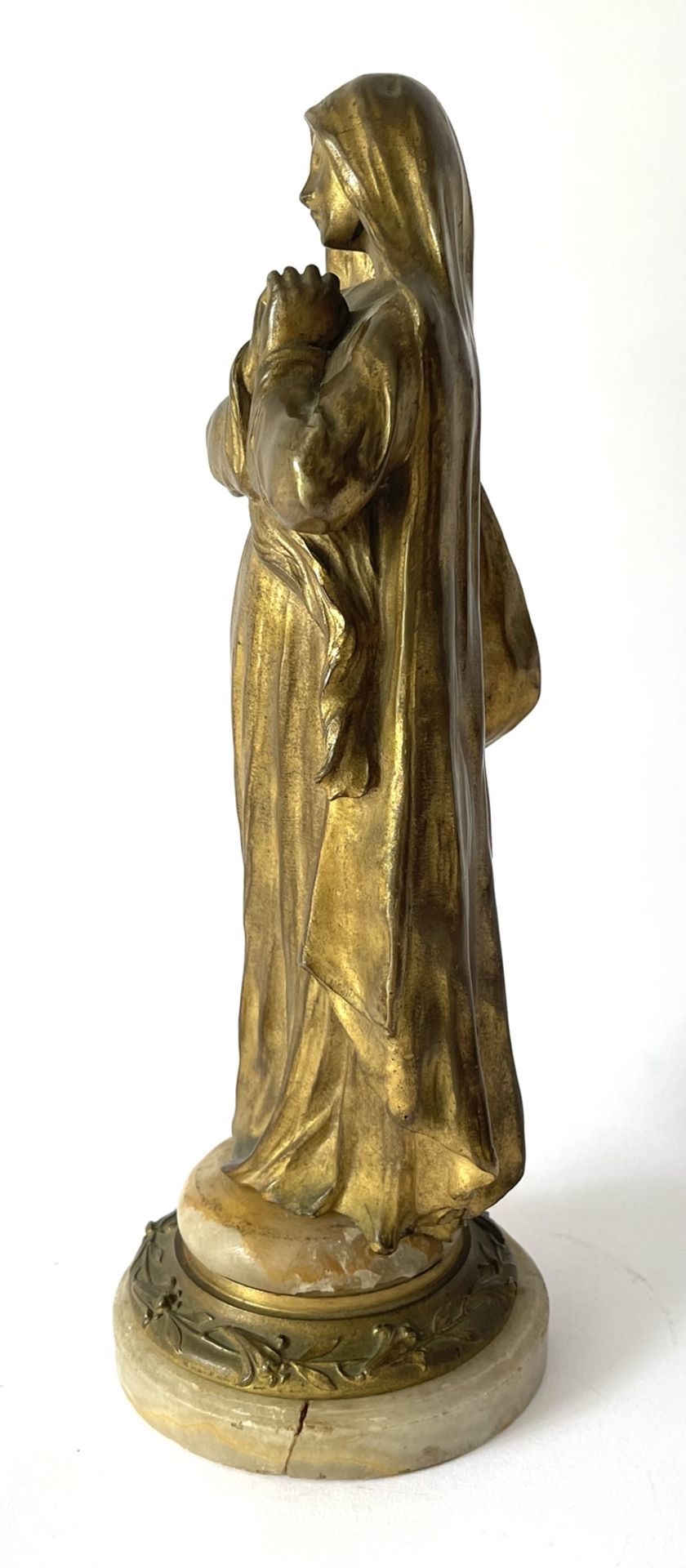 Vergoldete Bronzemadonna auf Marmorsockel - Image 4 of 8