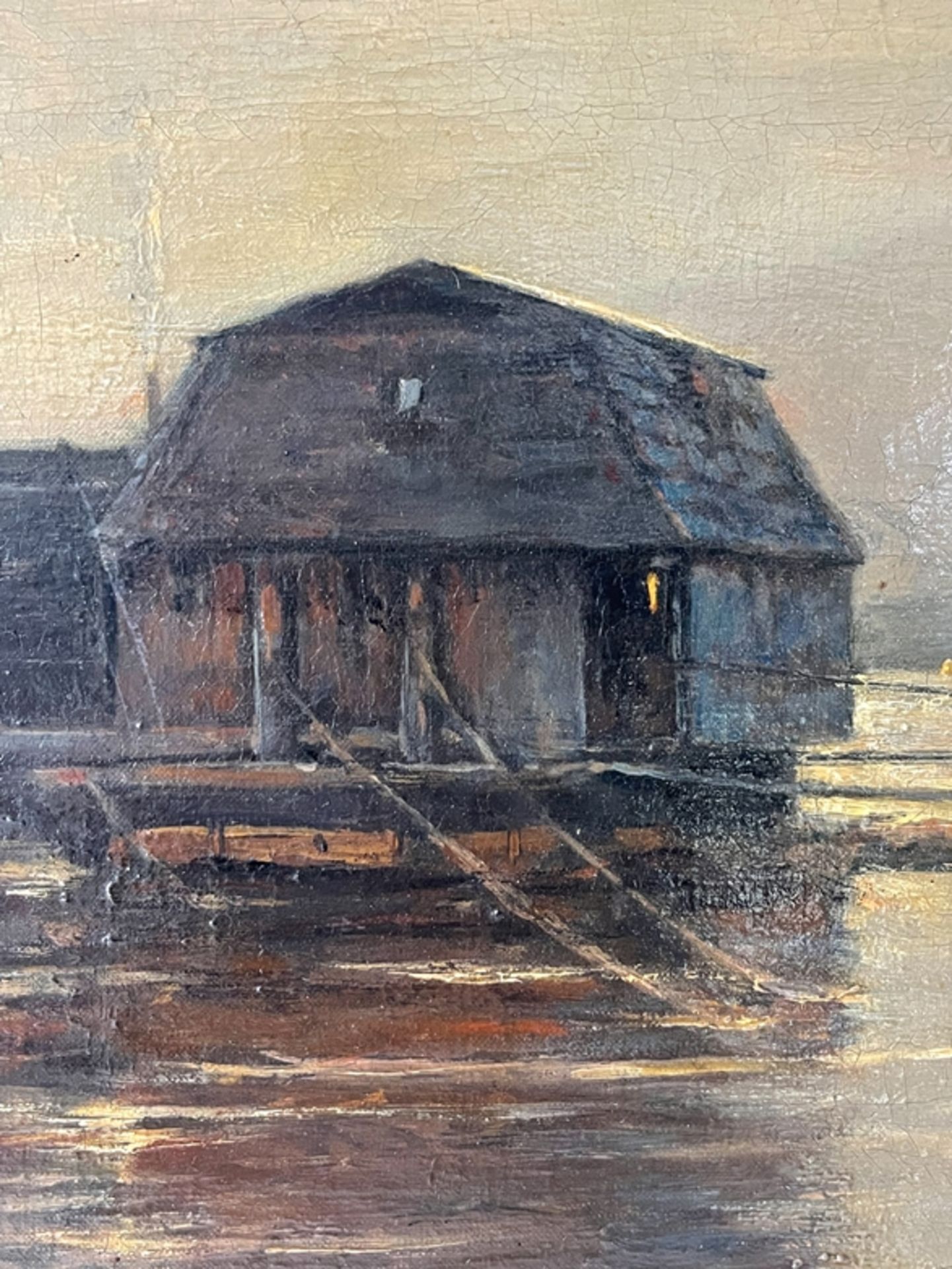 Hochwertiges Gemälde "Hausboot" - Bild 3 aus 6