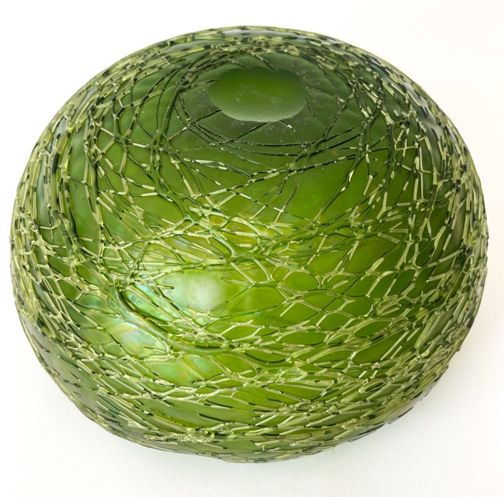 Grüne Jugendstil Glasschale - Bild 4 aus 4