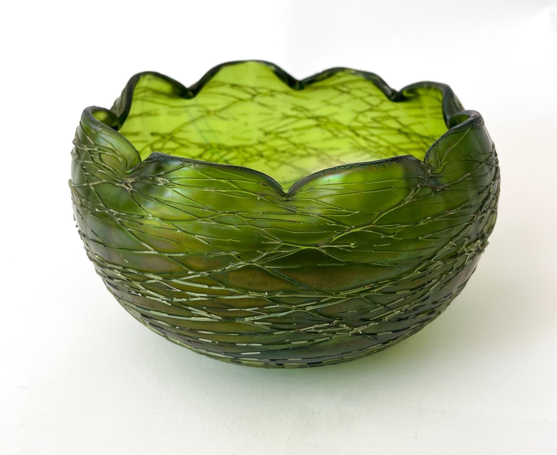 Grüne Jugendstil Glasschale - Bild 3 aus 4