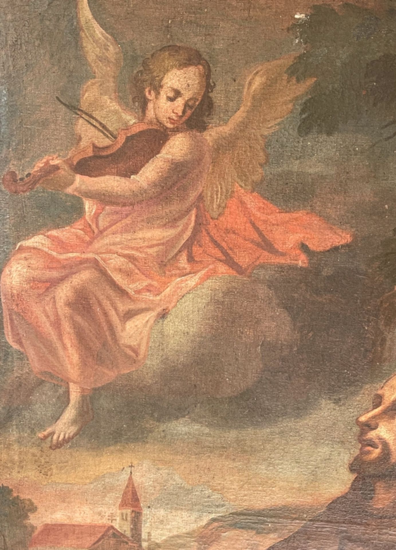 Barockgemälde "Heiliger mit Totenkopf und musizierendem Engel" - Bild 2 aus 5