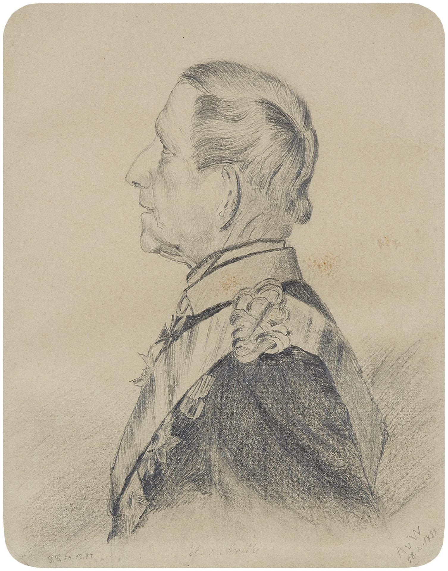 Anton von Werner, Bildnis des Generals Helmuth von Moltke im Profil
