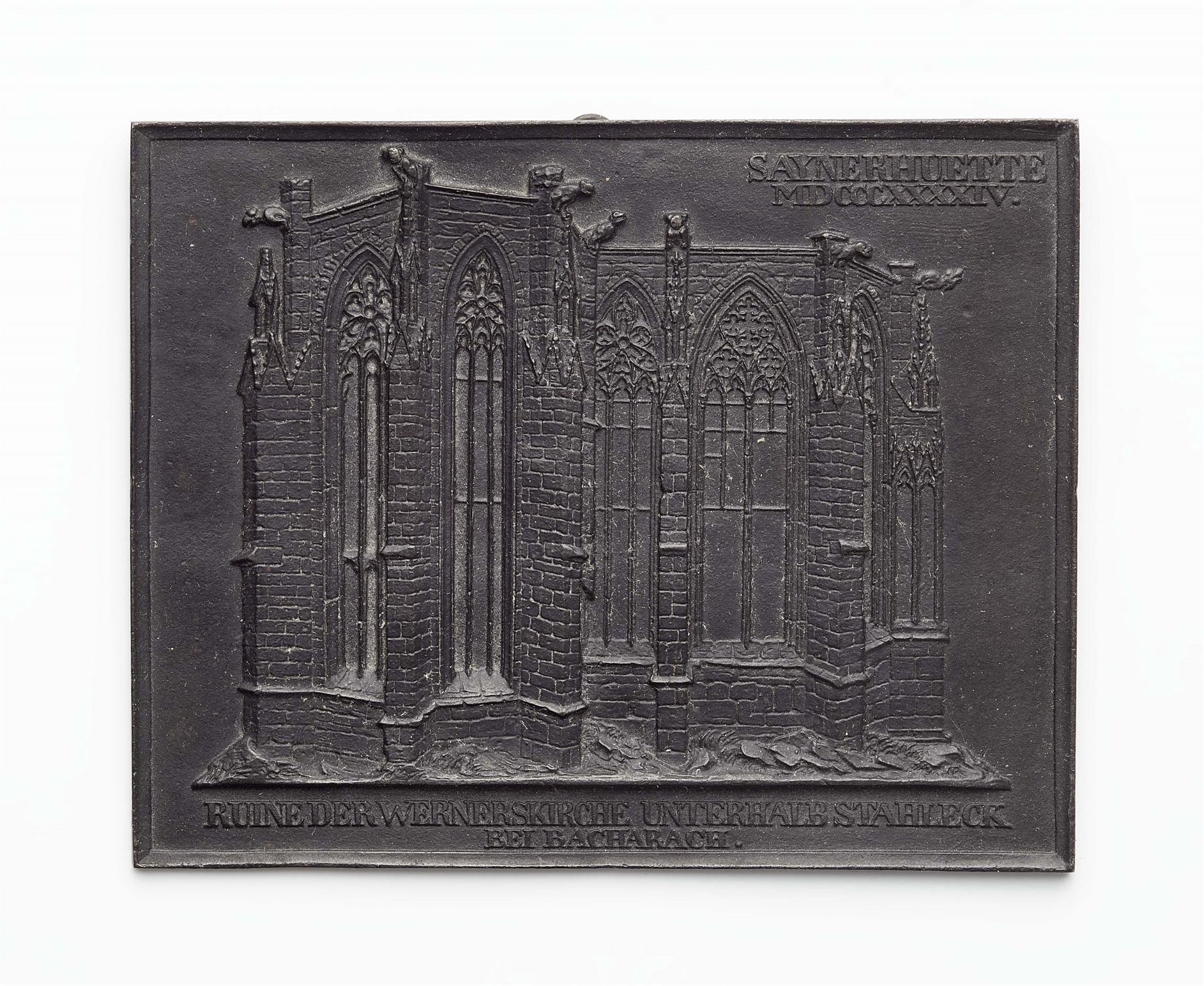 A cast iron New Year's plaque "SAYNERHÜTTE MDCCCXXXXIV"