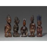 FIVE YORUBA TWIN FIGURES