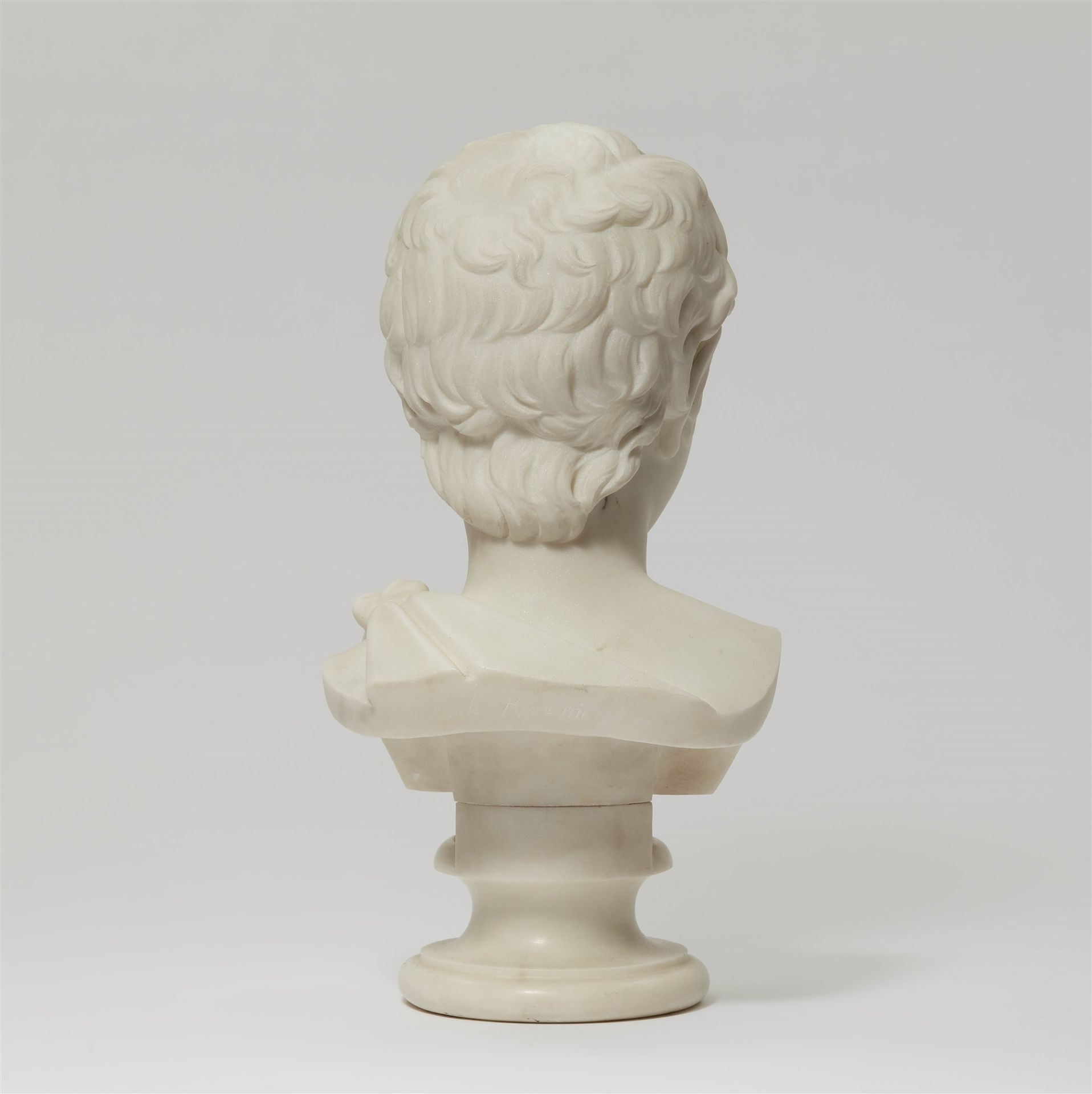 White Carrara marble bust of a young faun - Image 2 of 2