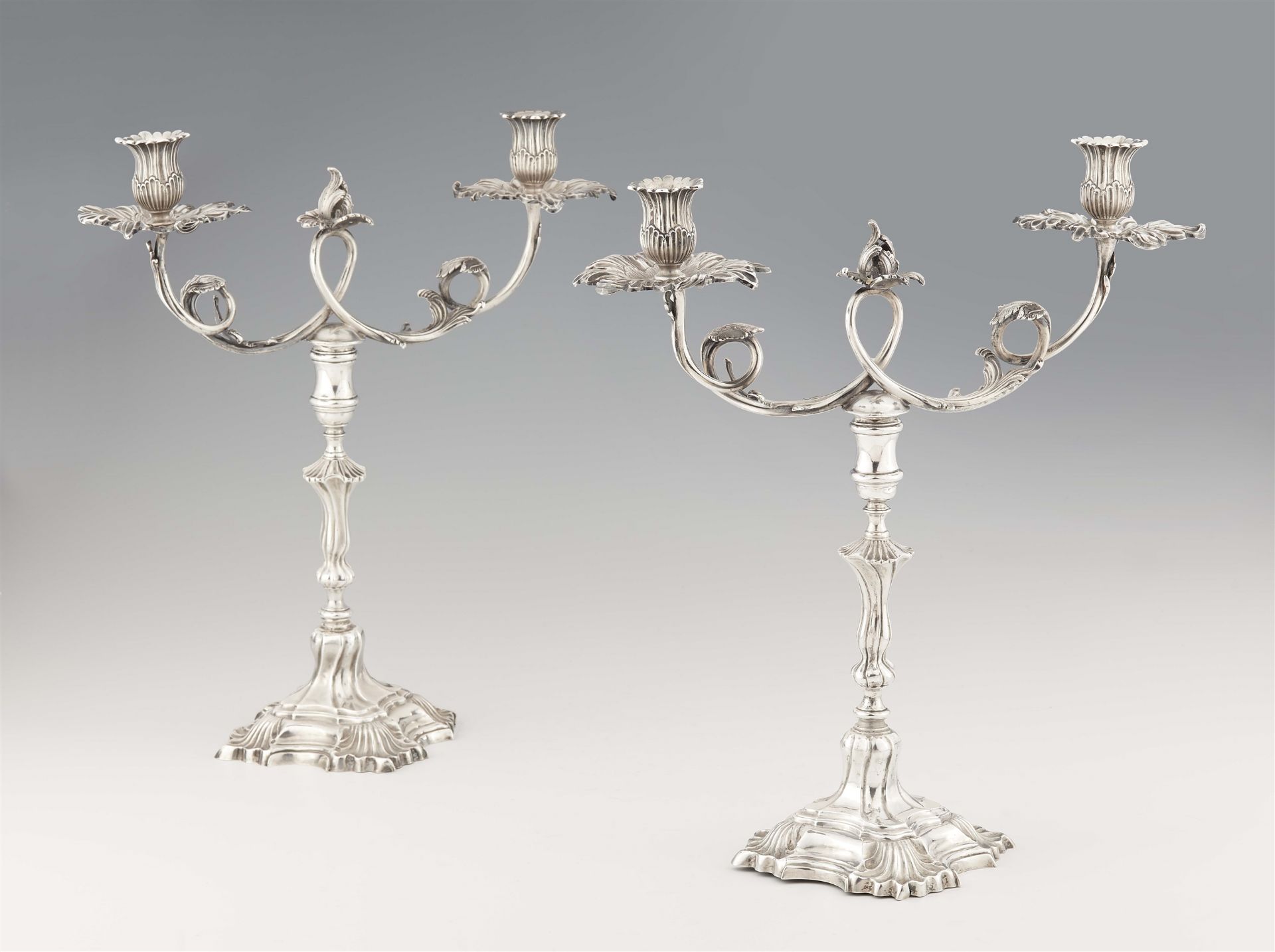 A pair of Riga silver candlesticks