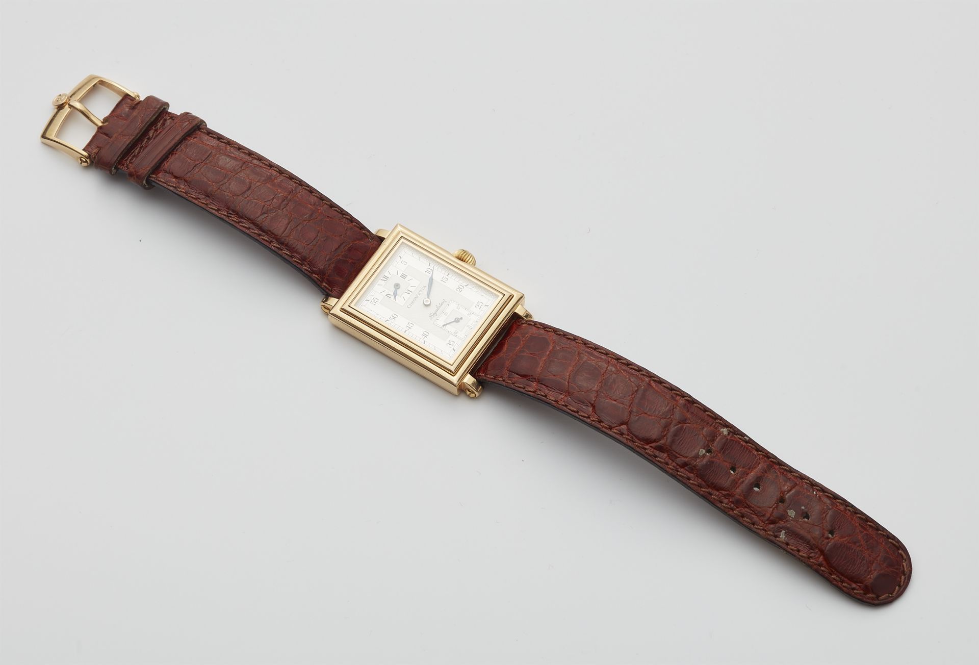An 18k manual winding Chronoswiss Regulateur Rectangulaire gentleman's wristwatch. - Image 2 of 3