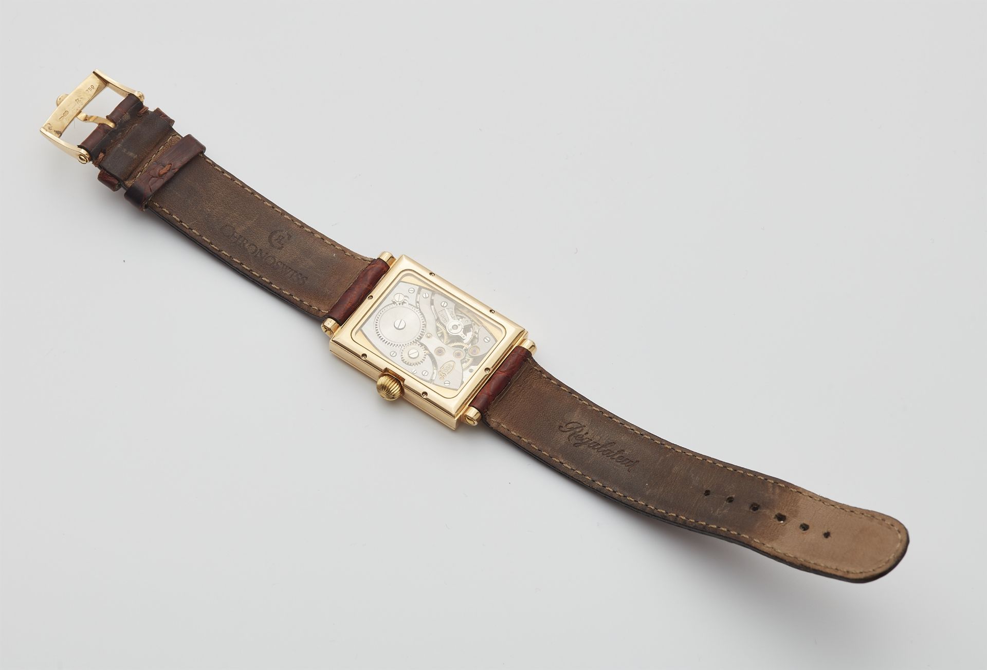 An 18k manual winding Chronoswiss Regulateur Rectangulaire gentleman's wristwatch. - Image 3 of 3