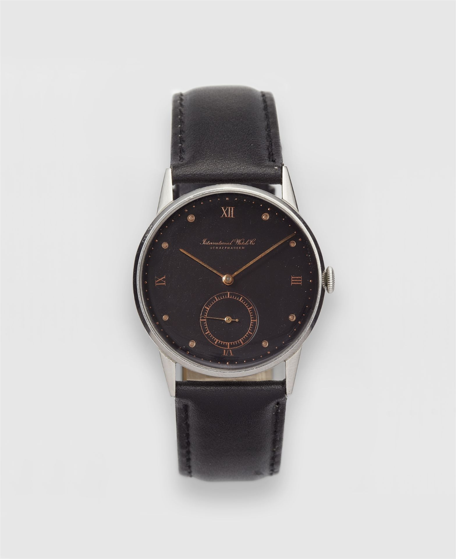 A stainless steel IWC gentleman's wristwatch.