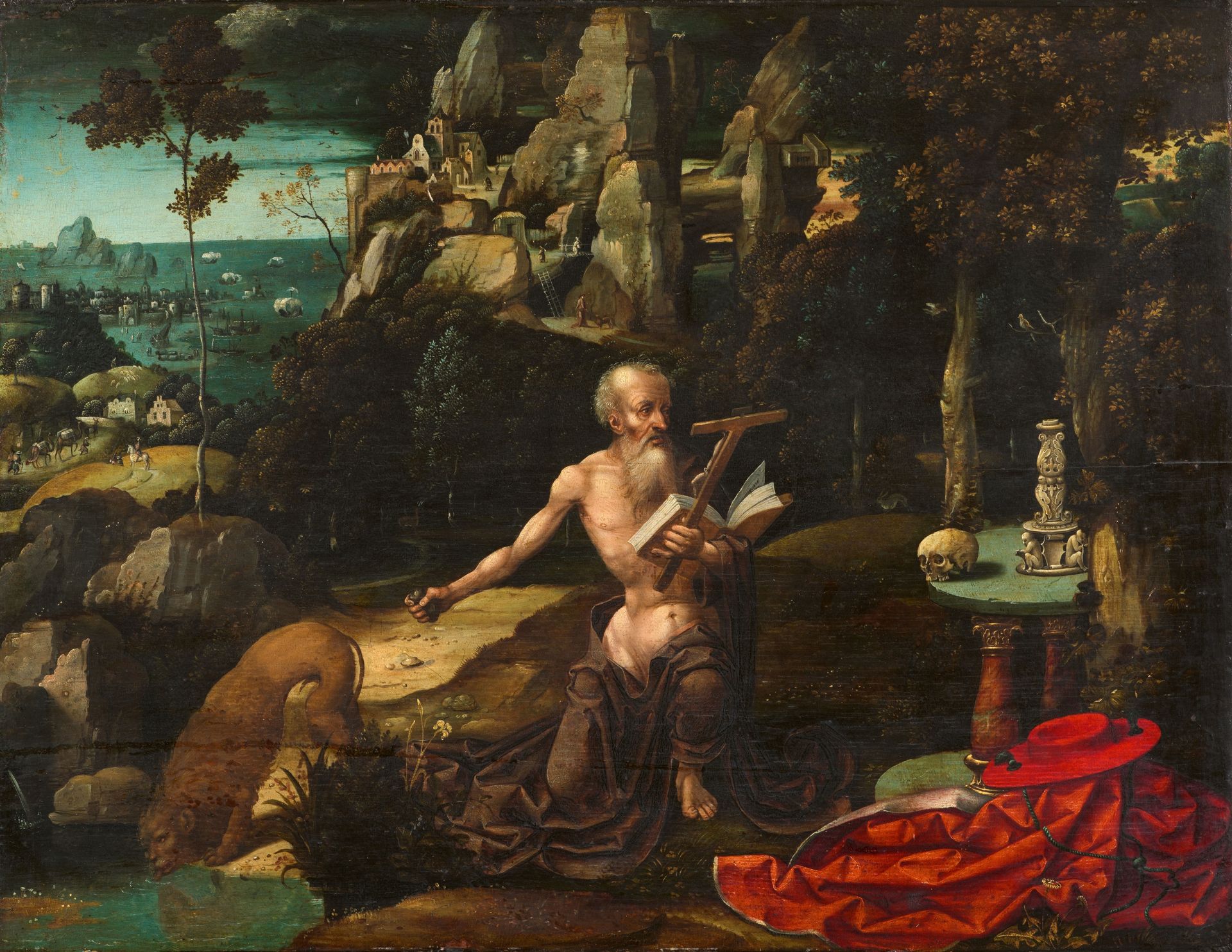 Antwerp School 16th century, Saint Jerome in the Desert