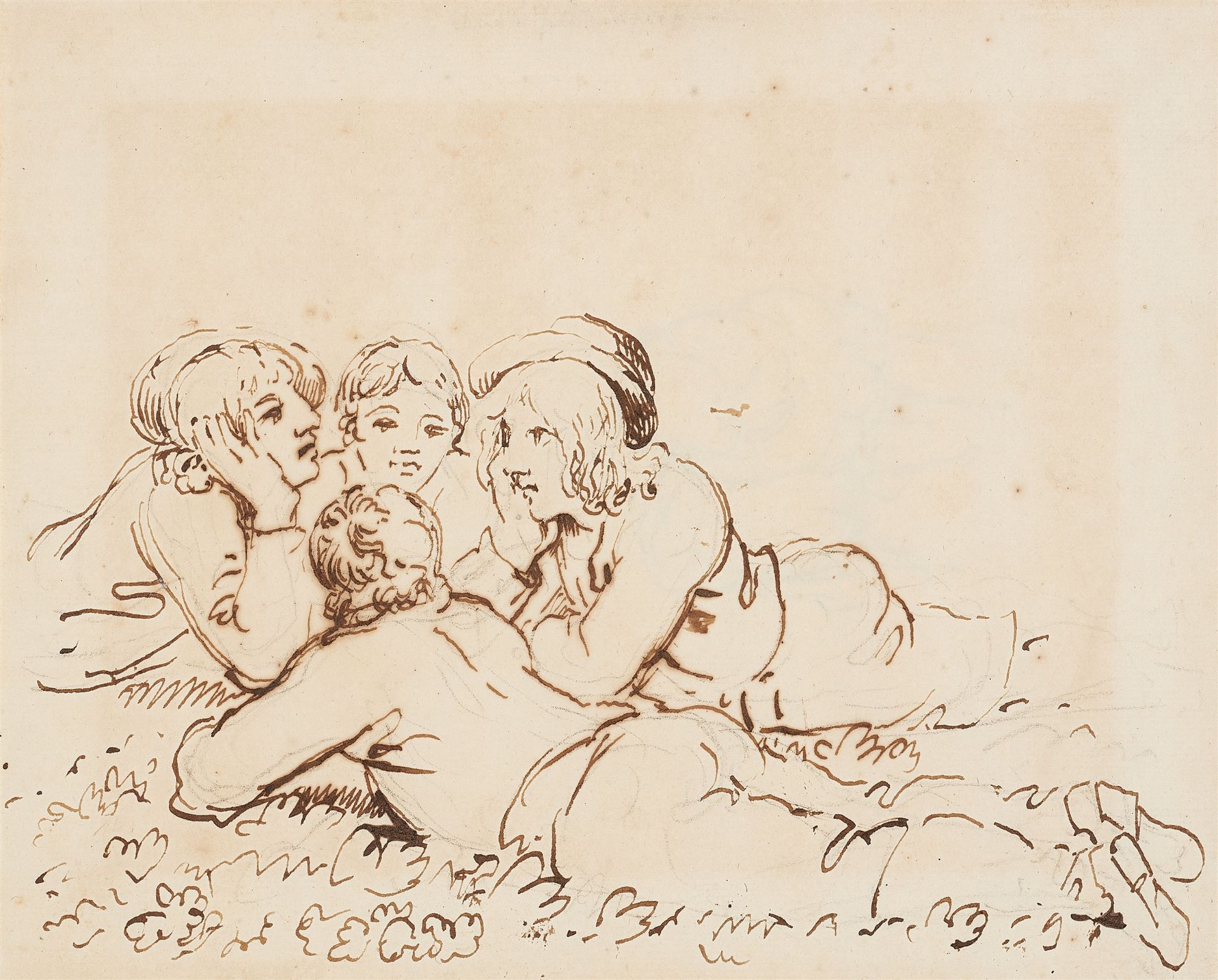 Johann Heinrich Wilhelm Tischbein, Four young Farm Workers lying in a Field