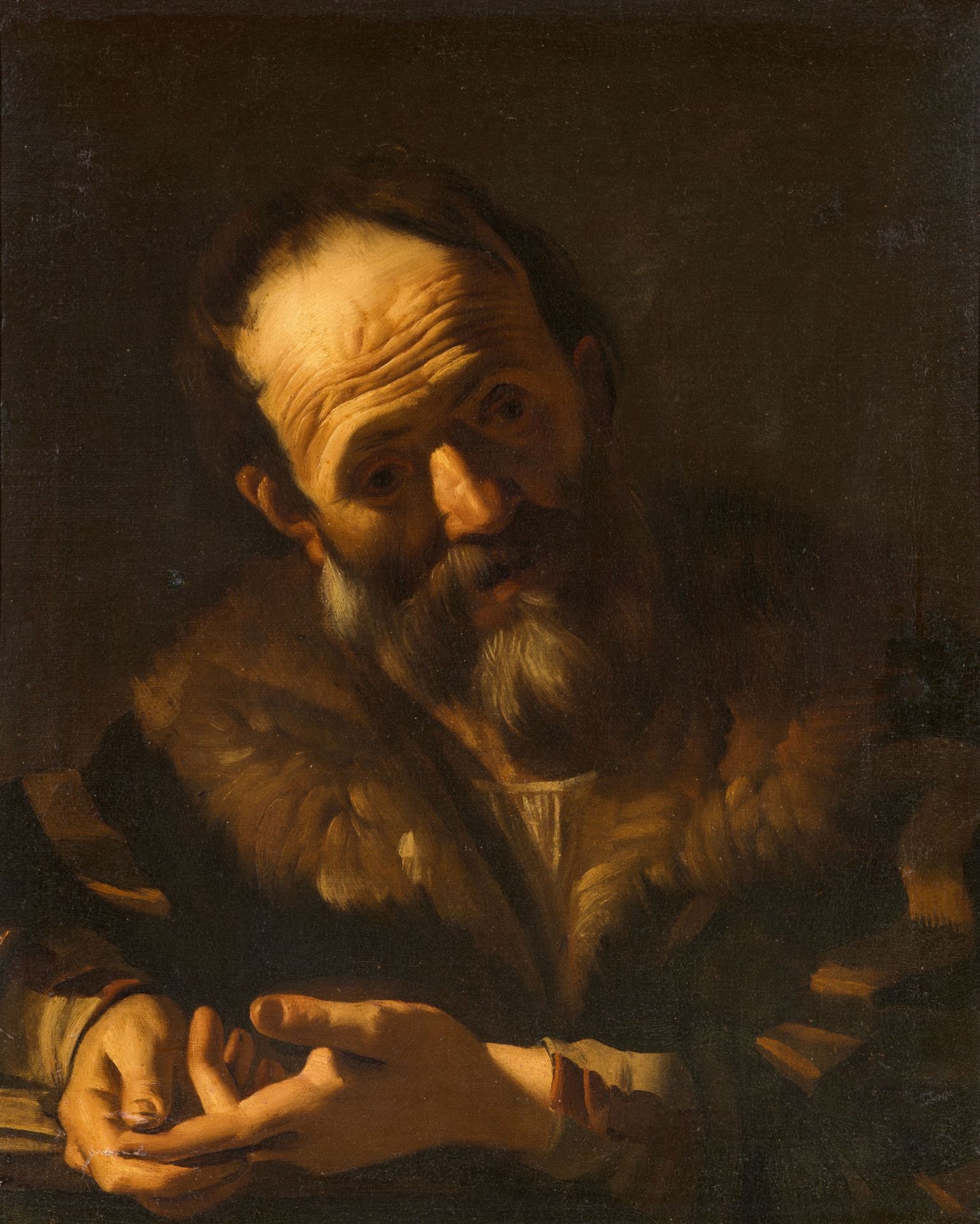 Italian Caravaggist early 17th century, Portrait of a Philosopher