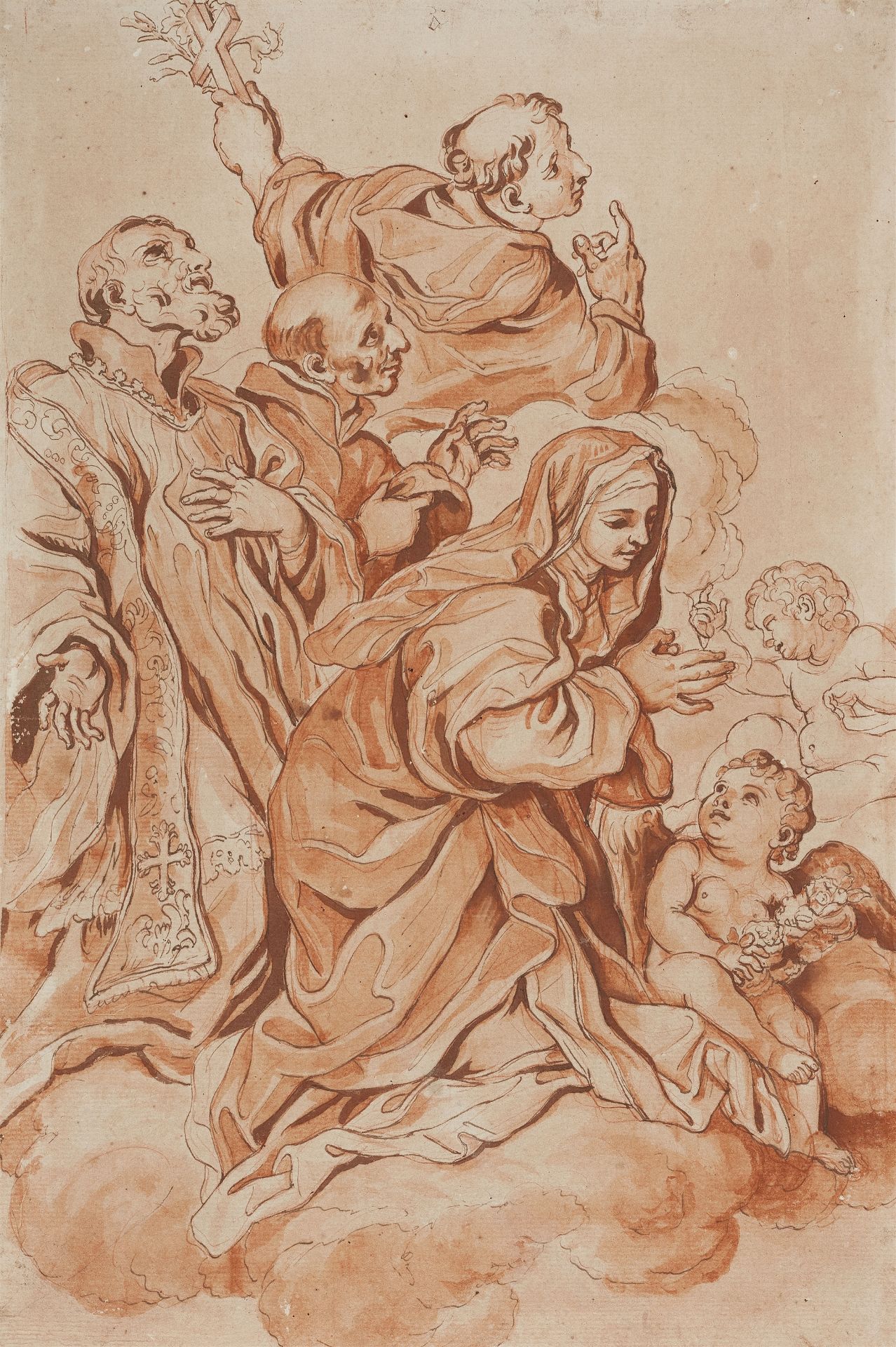 Carlo Maratta, in der Art, Maria und die Heiligen Filippo Neri, Carlo Borromeo und Franz von Assisi 