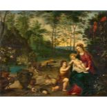 Jan Brueghel d. J., zugeschrieben, Pieter van Avont, zugeschrieben, Madonna mit Kind und dem Hl. Joh
